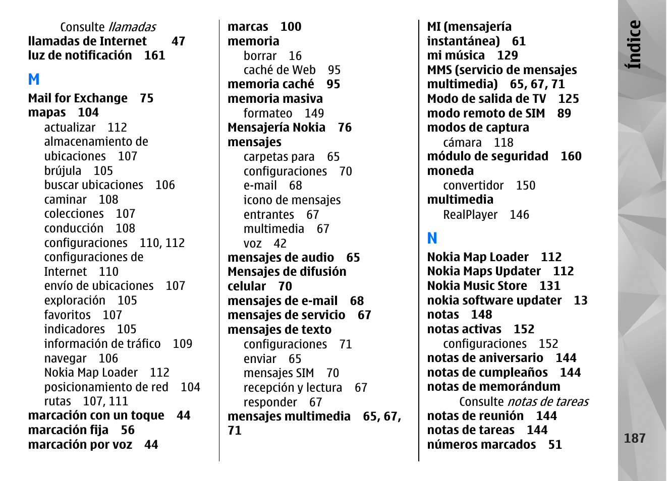 Índice | Nokia N97 User Manual | Page 355 / 357