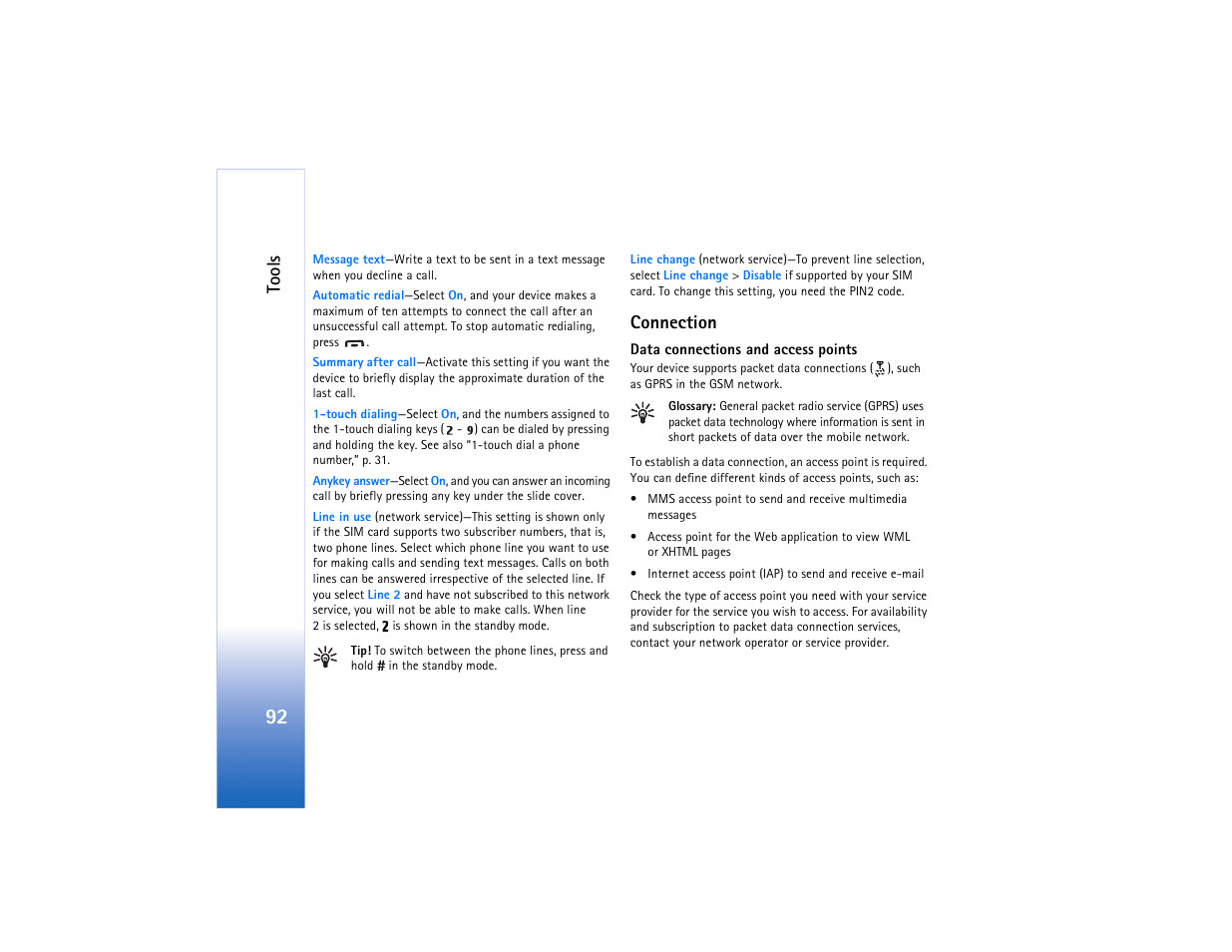 Connection, Connection,” p. 92, Tools | Nokia N91 User Manual | Page 93 / 257