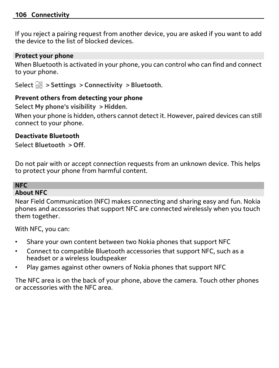 Protect your phone, About nfc | Nokia 700 User Manual | Page 106 / 130