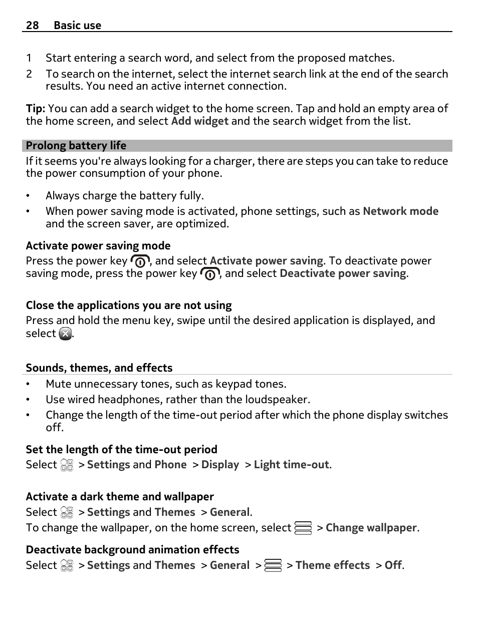 Prolong battery life | Nokia 700 User Manual | Page 28 / 130