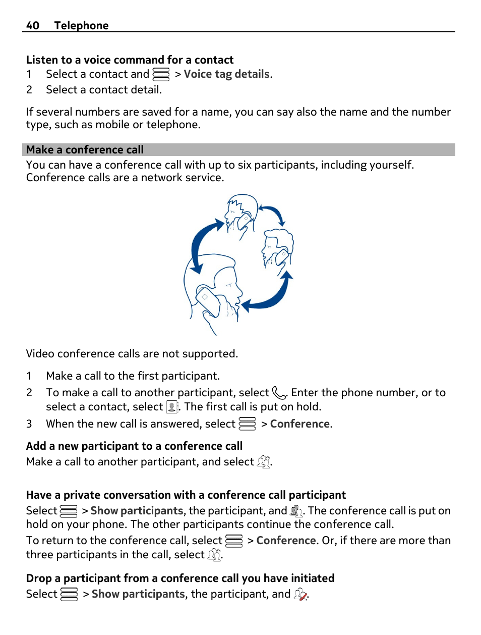 Make a conference call | Nokia 700 User Manual | Page 40 / 130