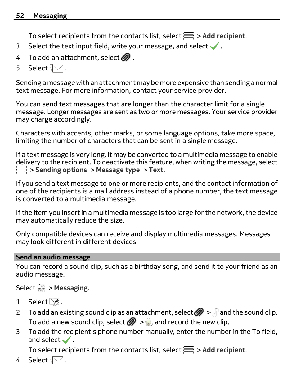 Send an audio message | Nokia 700 User Manual | Page 52 / 130