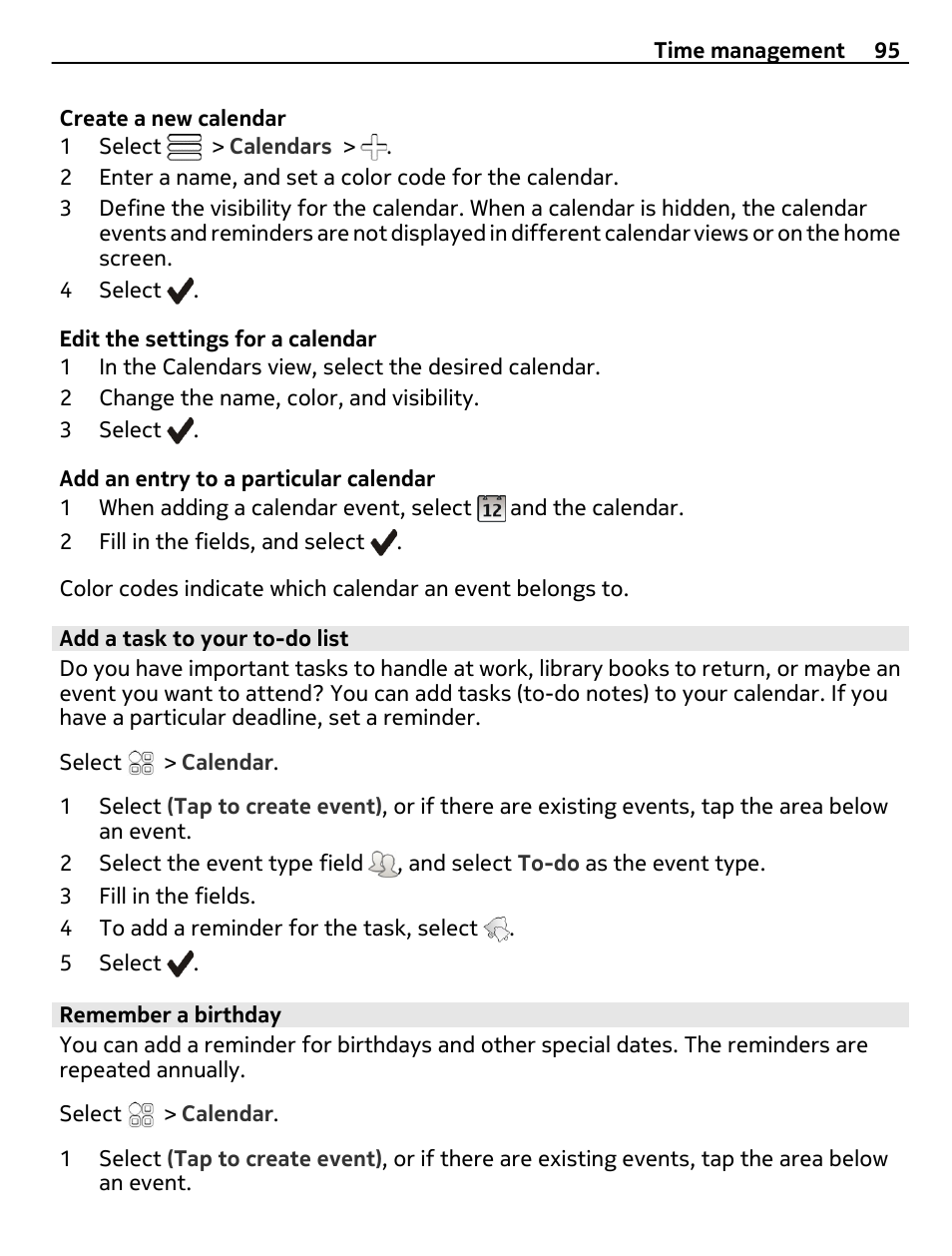 Add a task to your to-do list, Remember a birthday | Nokia 700 User Manual | Page 95 / 130