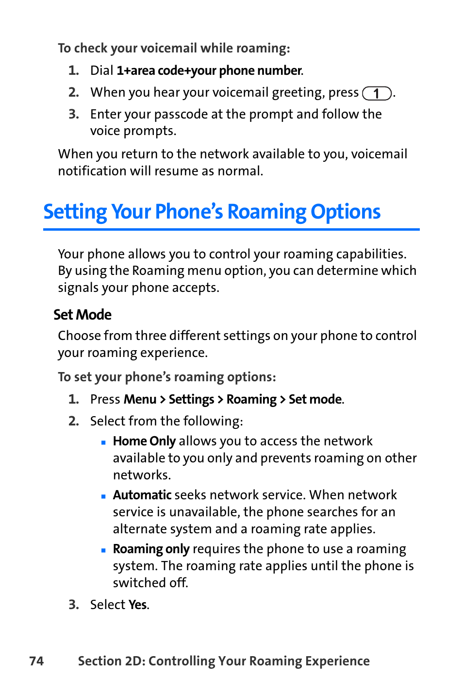 Setting your phone’s roaming options | Nokia 6165i User Manual | Page 100 / 231