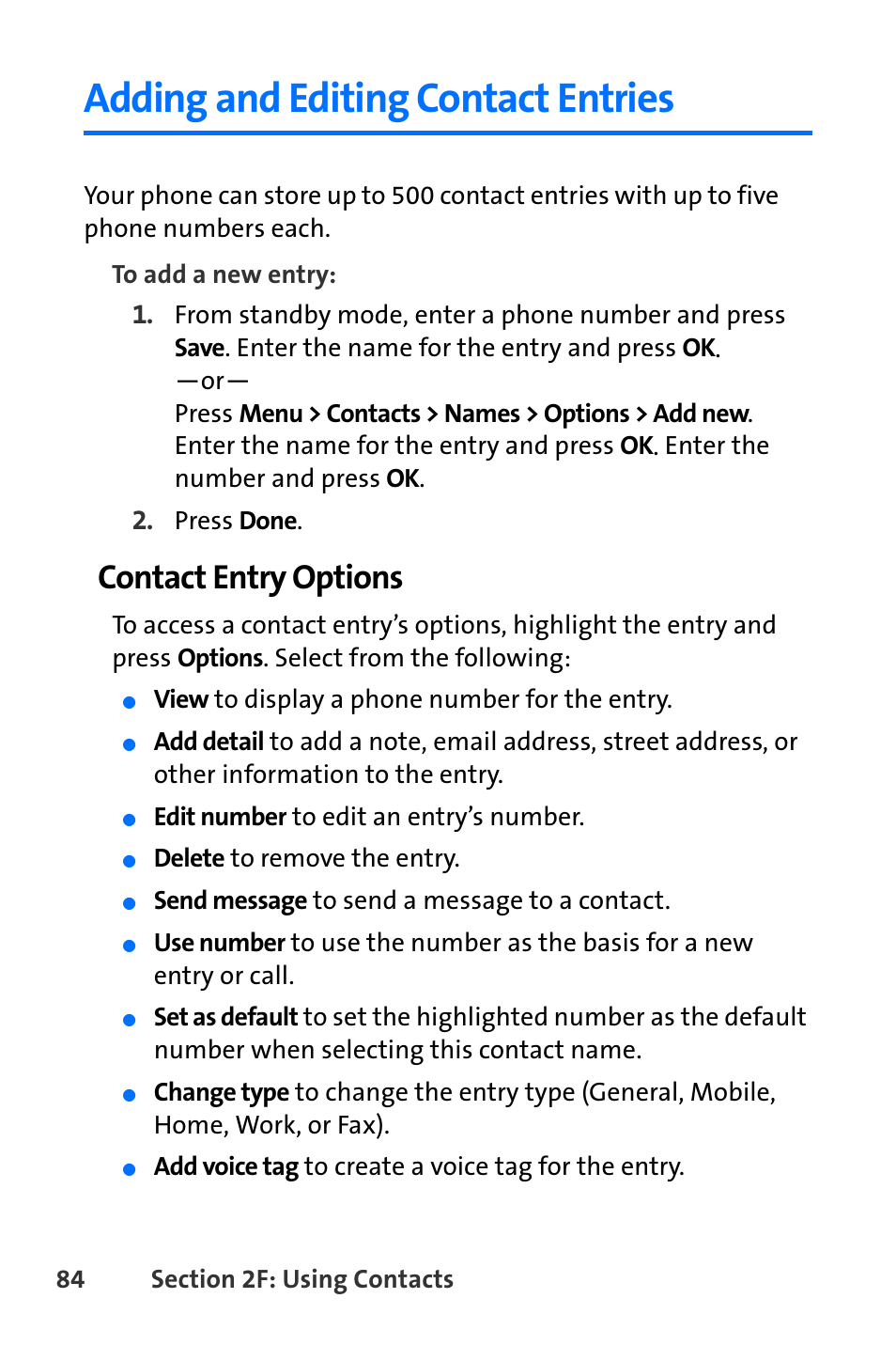 Adding and editing contact entries, Contact entry options | Nokia 6165i User Manual | Page 110 / 231