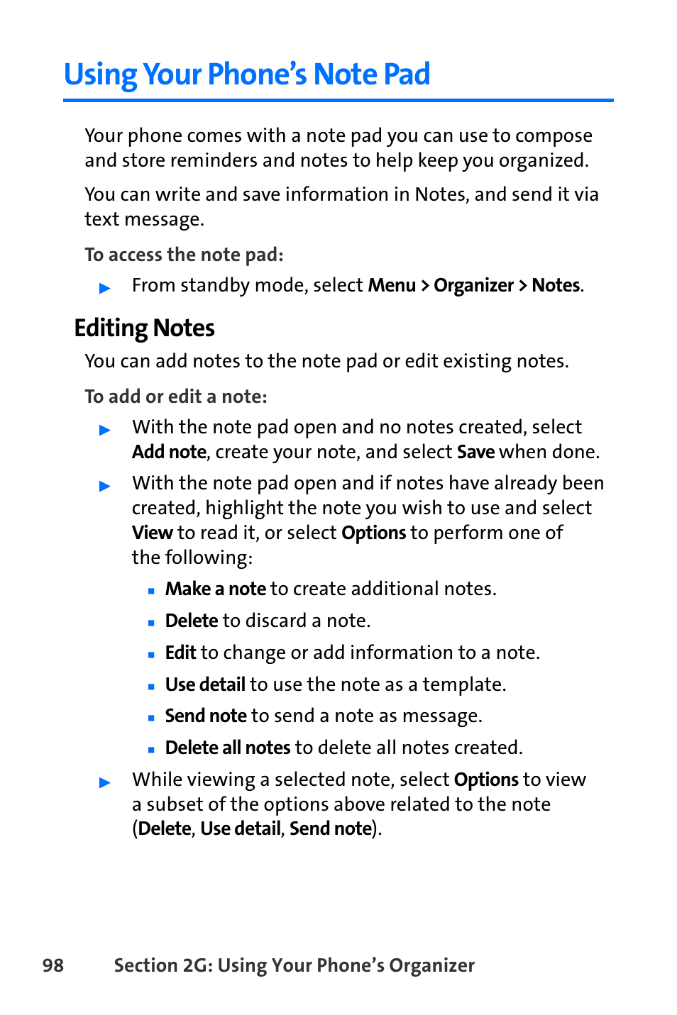 Using your phone’s note pad | Nokia 6165i User Manual | Page 124 / 231