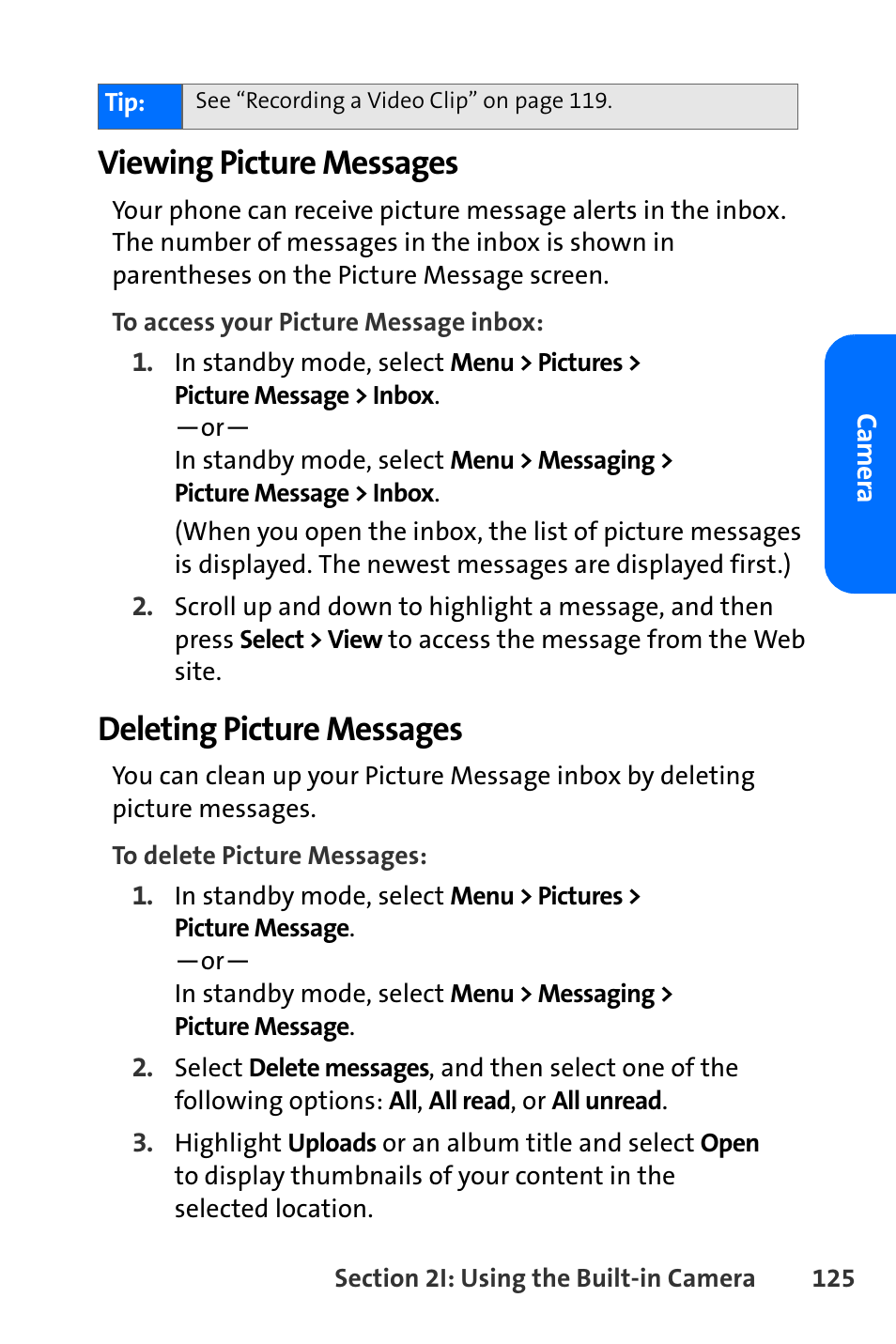 Viewing picture messages, Deleting picture messages | Nokia 6165i User Manual | Page 151 / 231