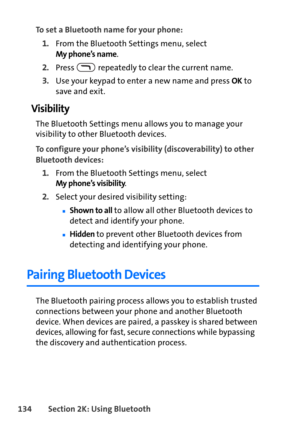 Pairing bluetooth devices, Visibility | Nokia 6165i User Manual | Page 160 / 231
