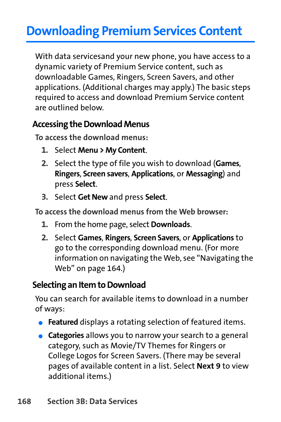 Downloading premium services content | Nokia 6165i User Manual | Page 194 / 231