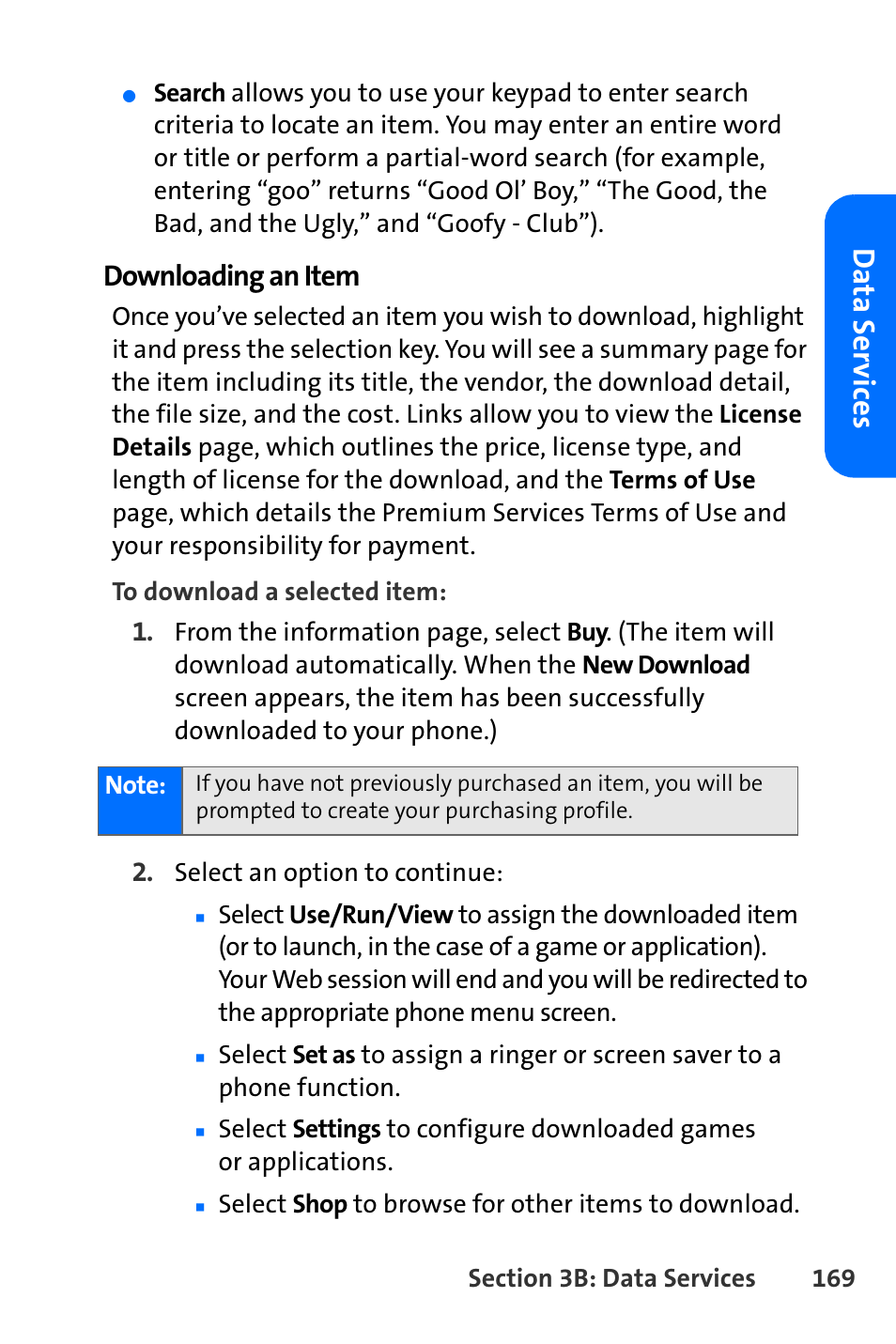 Da ta ser v ices, Downloading an item | Nokia 6165i User Manual | Page 195 / 231