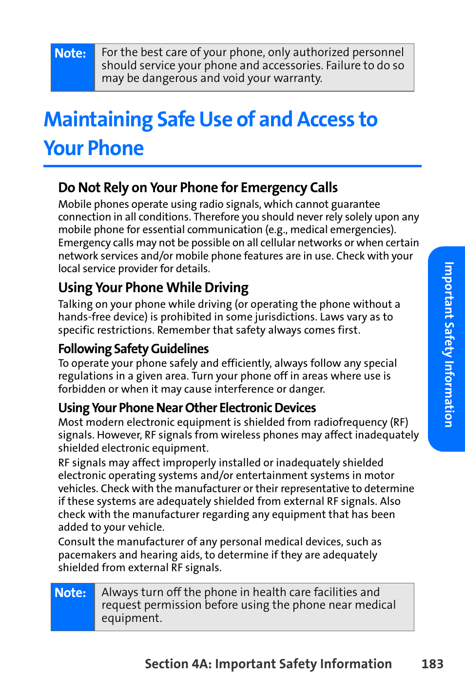 Maintaining safe use of and access to your phone | Nokia 6165i User Manual | Page 209 / 231