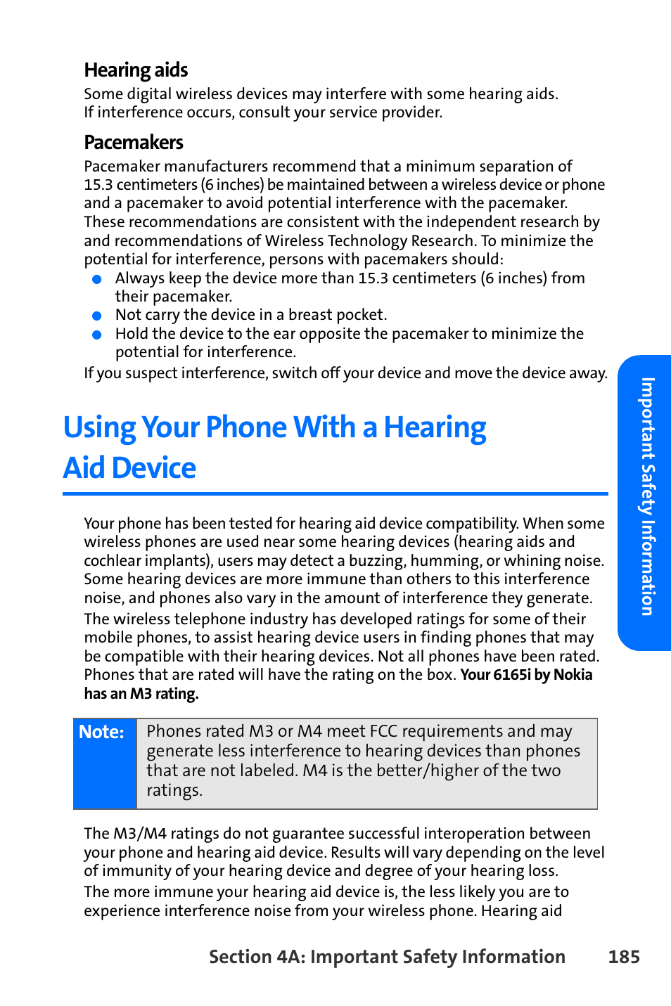 Using your phone with a hearing aid device, Hearing aids, Pacemakers | Nokia 6165i User Manual | Page 211 / 231