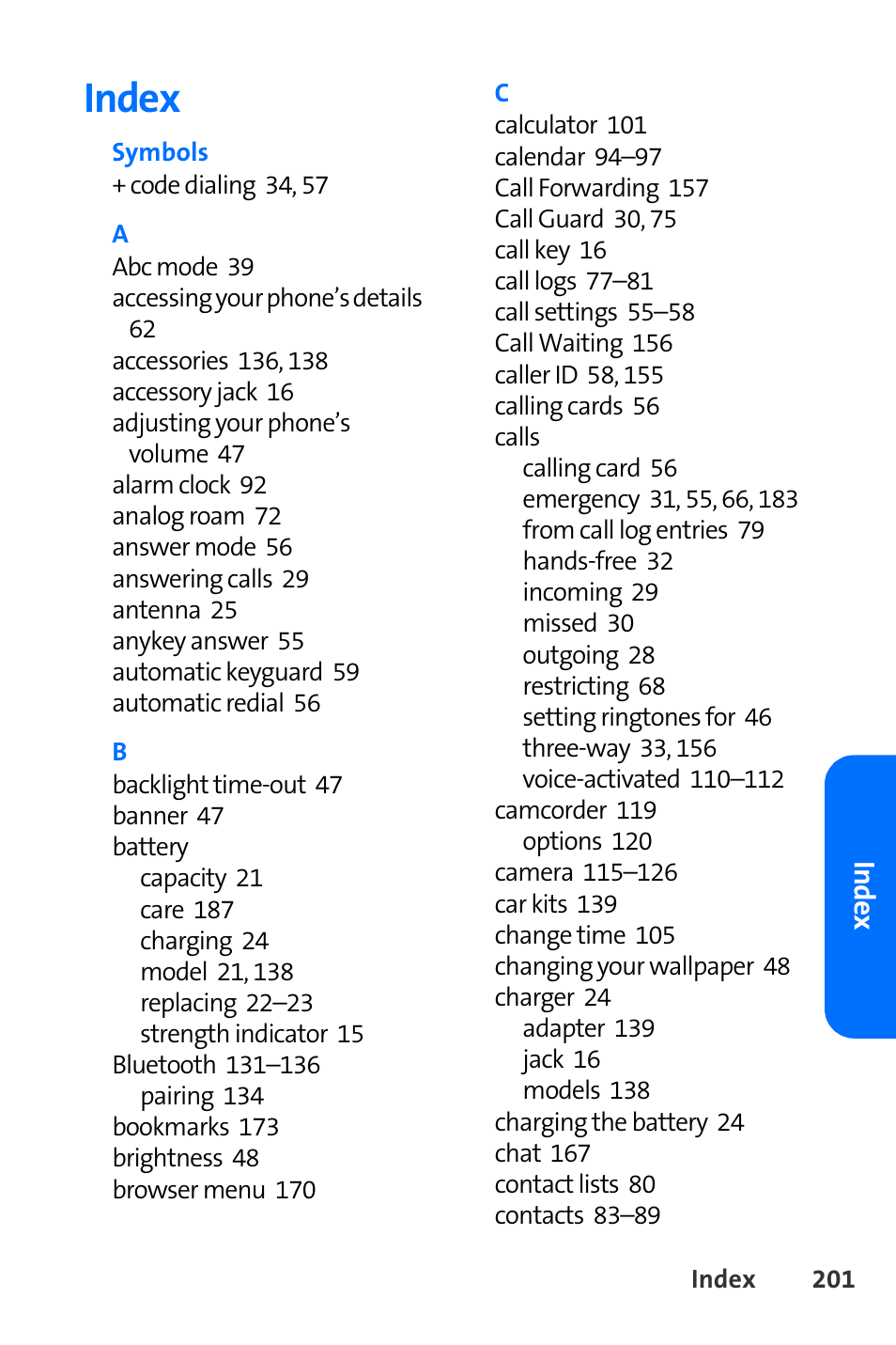 Index | Nokia 6165i User Manual | Page 227 / 231