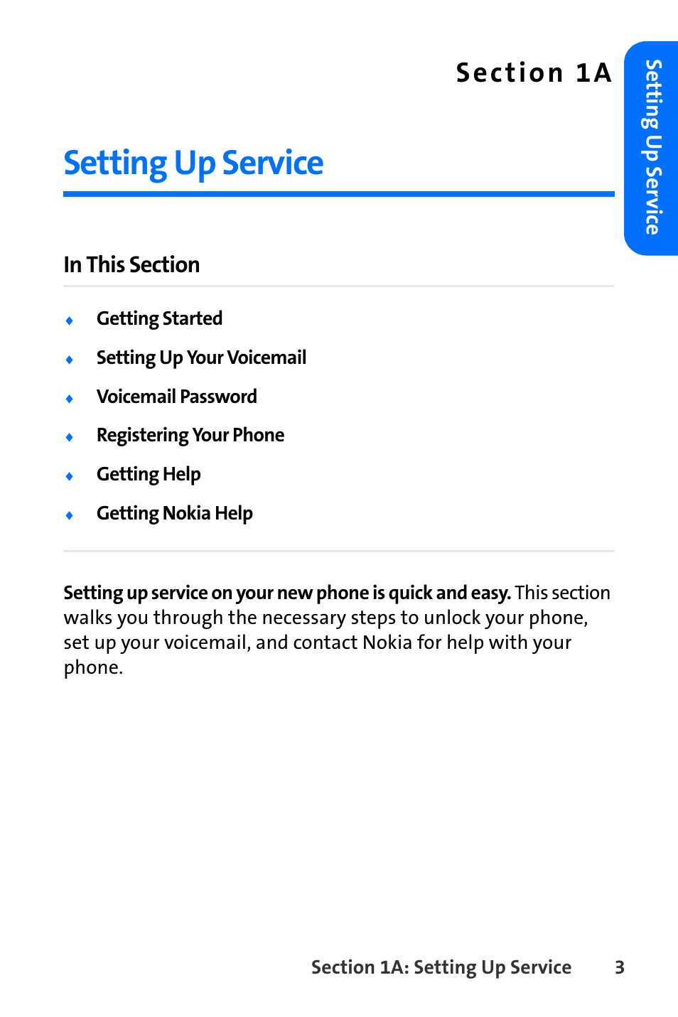 Setting up service, 1a. setting up service, Setting u p ser v ice | Nokia 6165i User Manual | Page 29 / 231