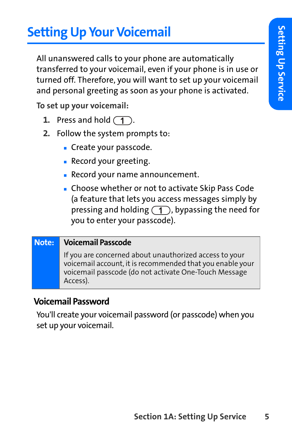 Setting up your voicemail, Voicemail password | Nokia 6165i User Manual | Page 31 / 231
