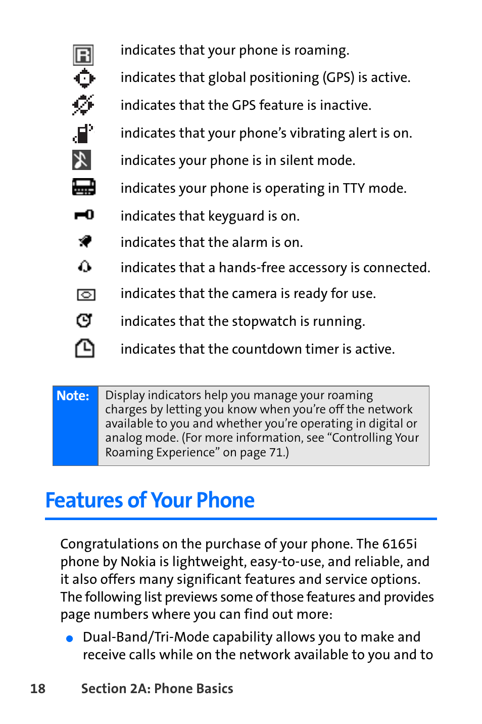 Features of your phone | Nokia 6165i User Manual | Page 44 / 231