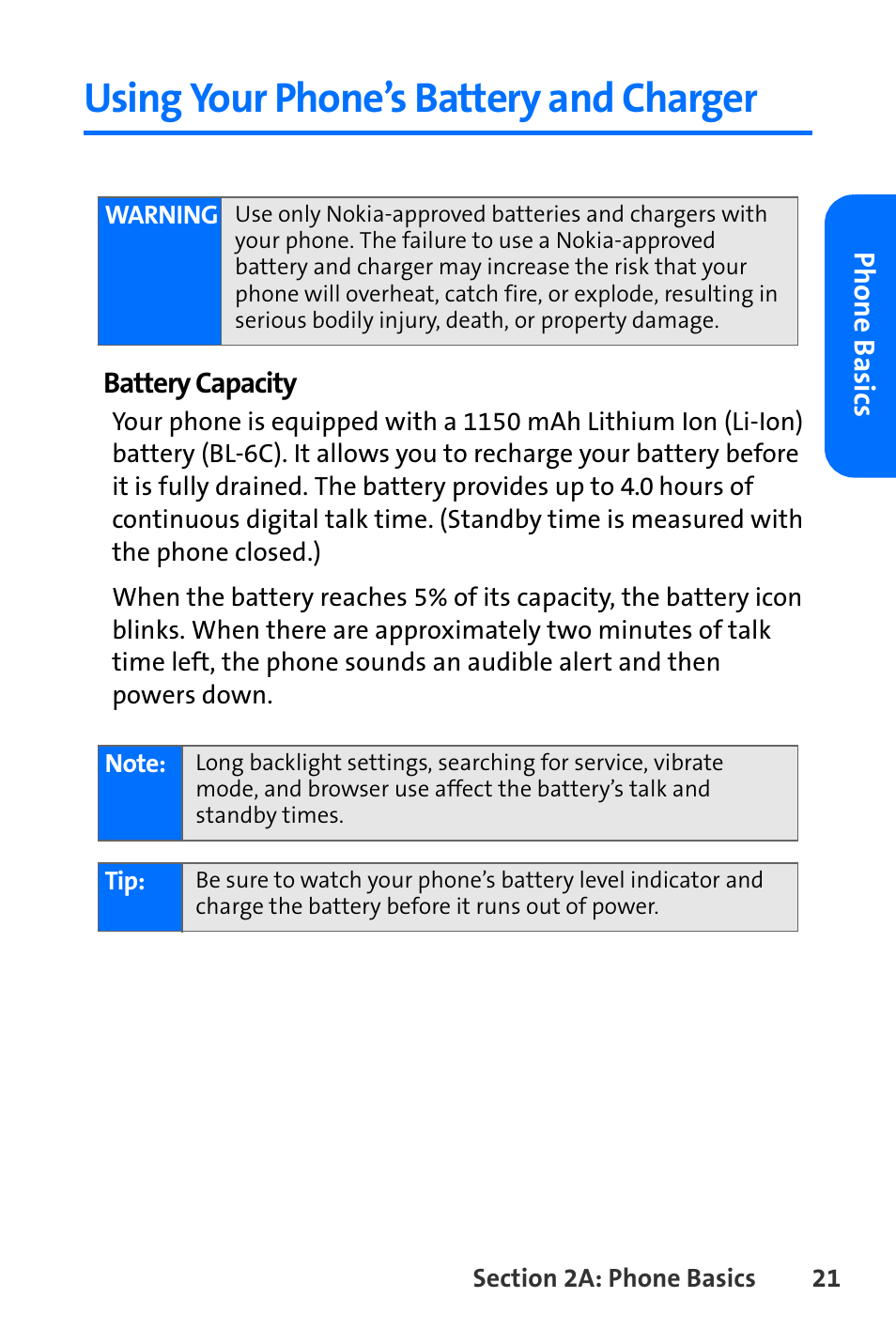 Using your phone’s battery and charger | Nokia 6165i User Manual | Page 47 / 231