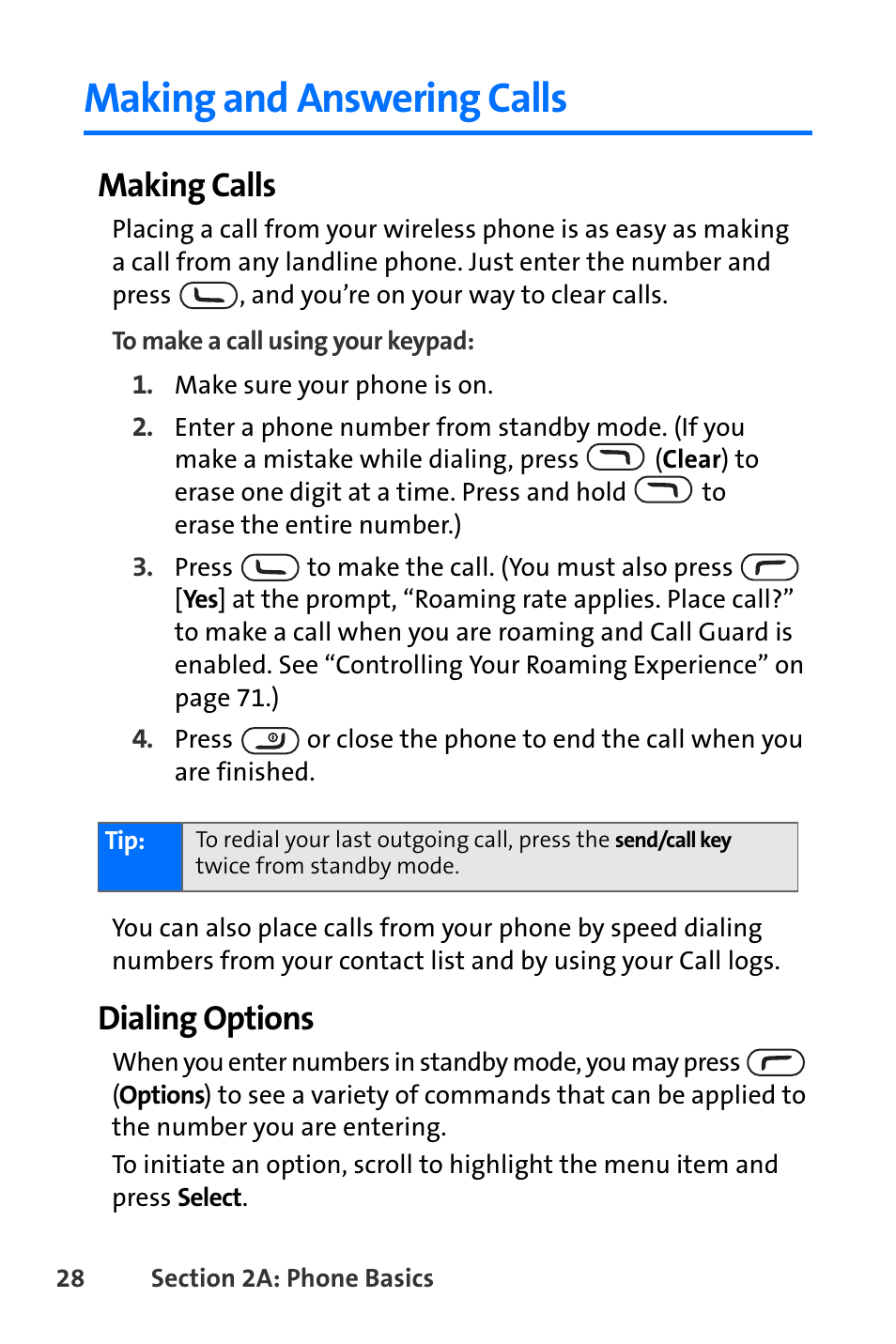 Making and answering calls, Making calls, Dialing options | Nokia 6165i User Manual | Page 54 / 231