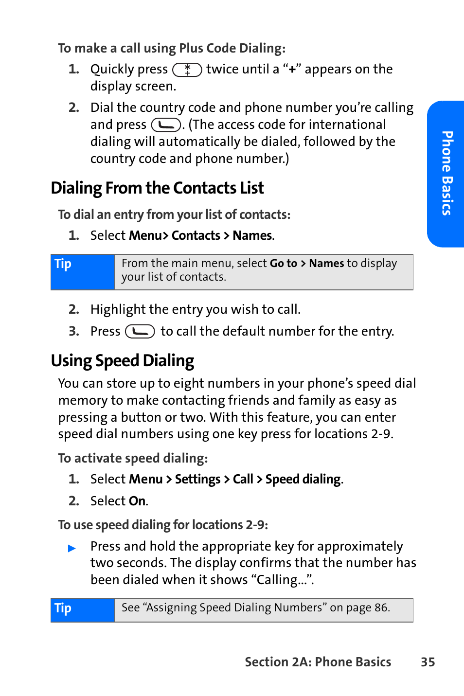 Dialing from the contacts list, Using speed dialing | Nokia 6165i User Manual | Page 61 / 231