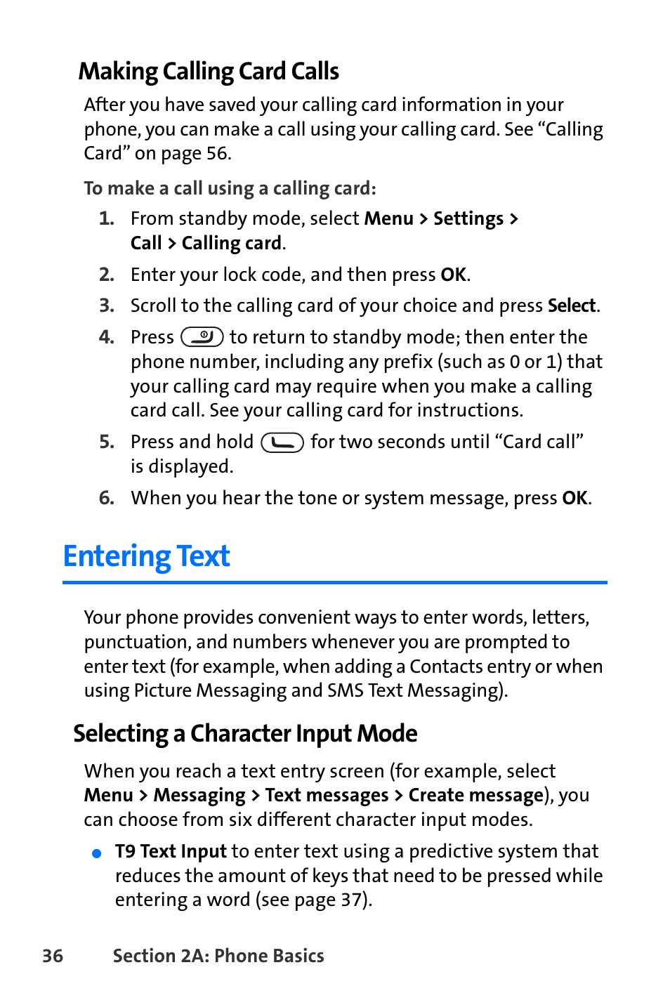 Entering text, Making calling card calls, Selecting a character input mode | Nokia 6165i User Manual | Page 62 / 231