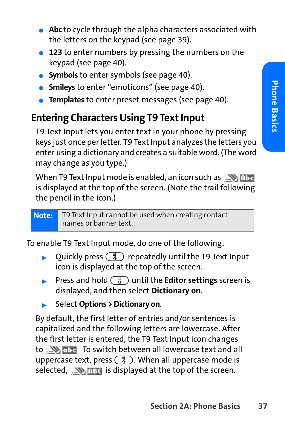 Entering characters using t9 text input, Phone basics | Nokia 6165i User Manual | Page 63 / 231