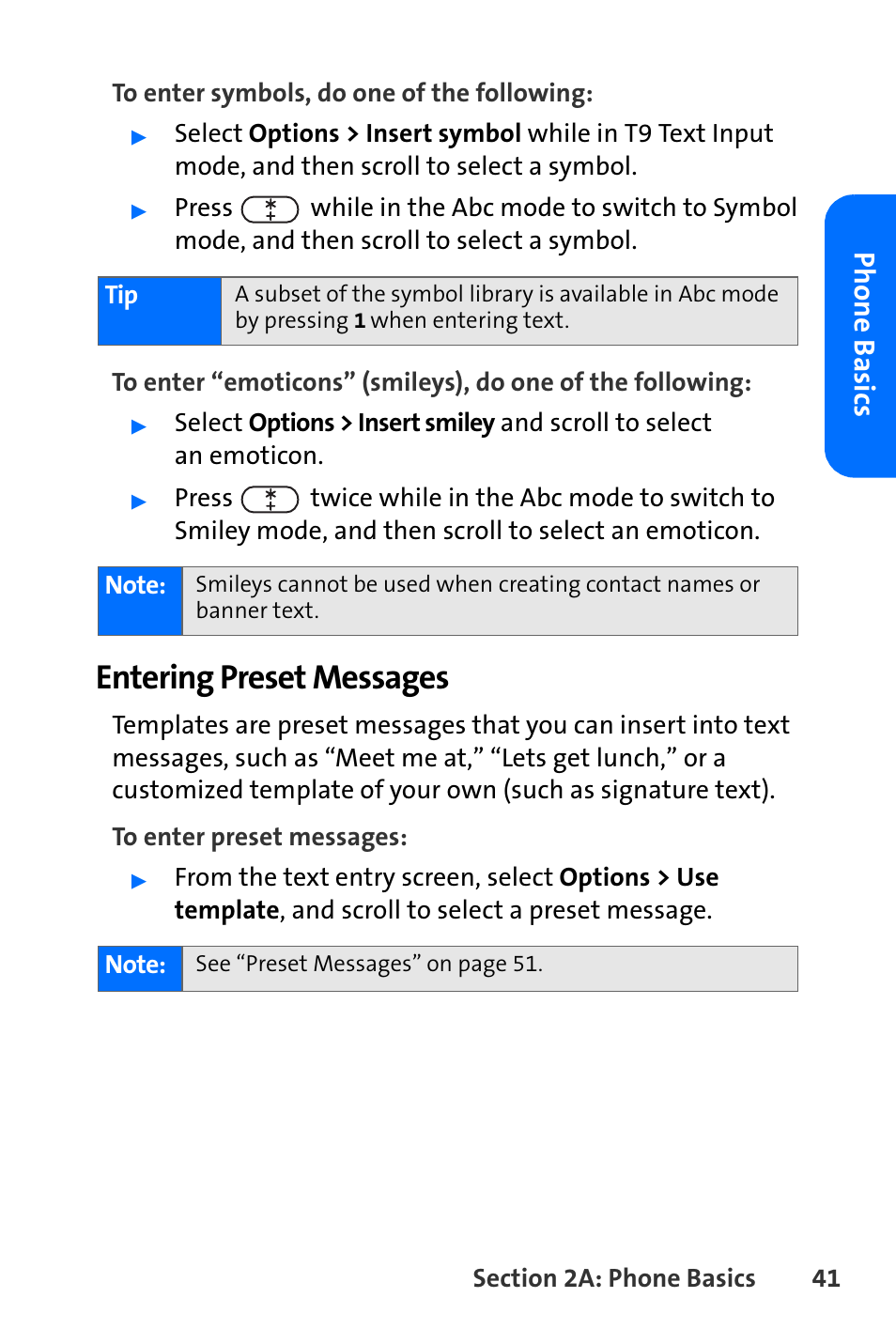 Entering preset messages, Phone basics | Nokia 6165i User Manual | Page 67 / 231