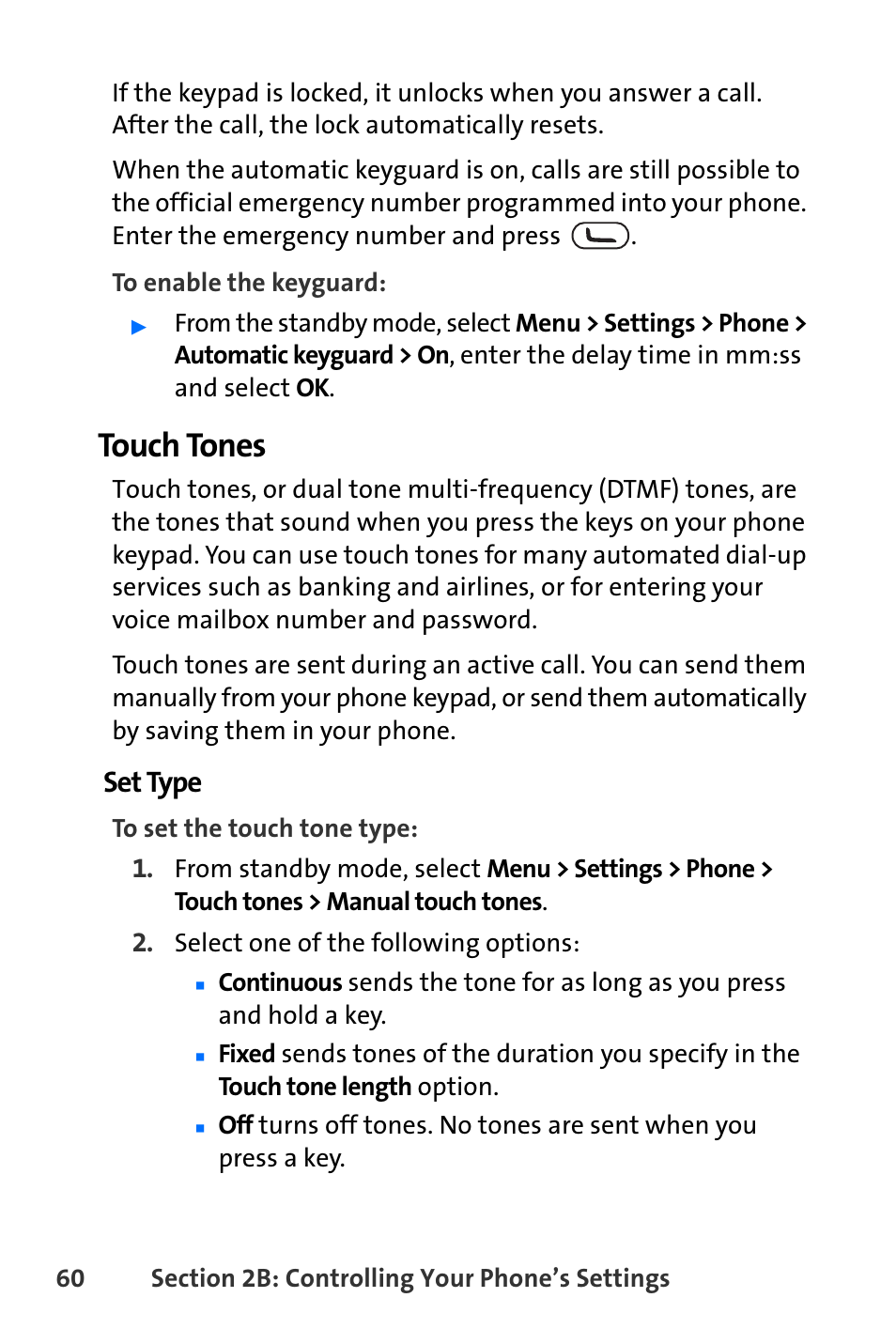 Touch tones, Set type | Nokia 6165i User Manual | Page 86 / 231