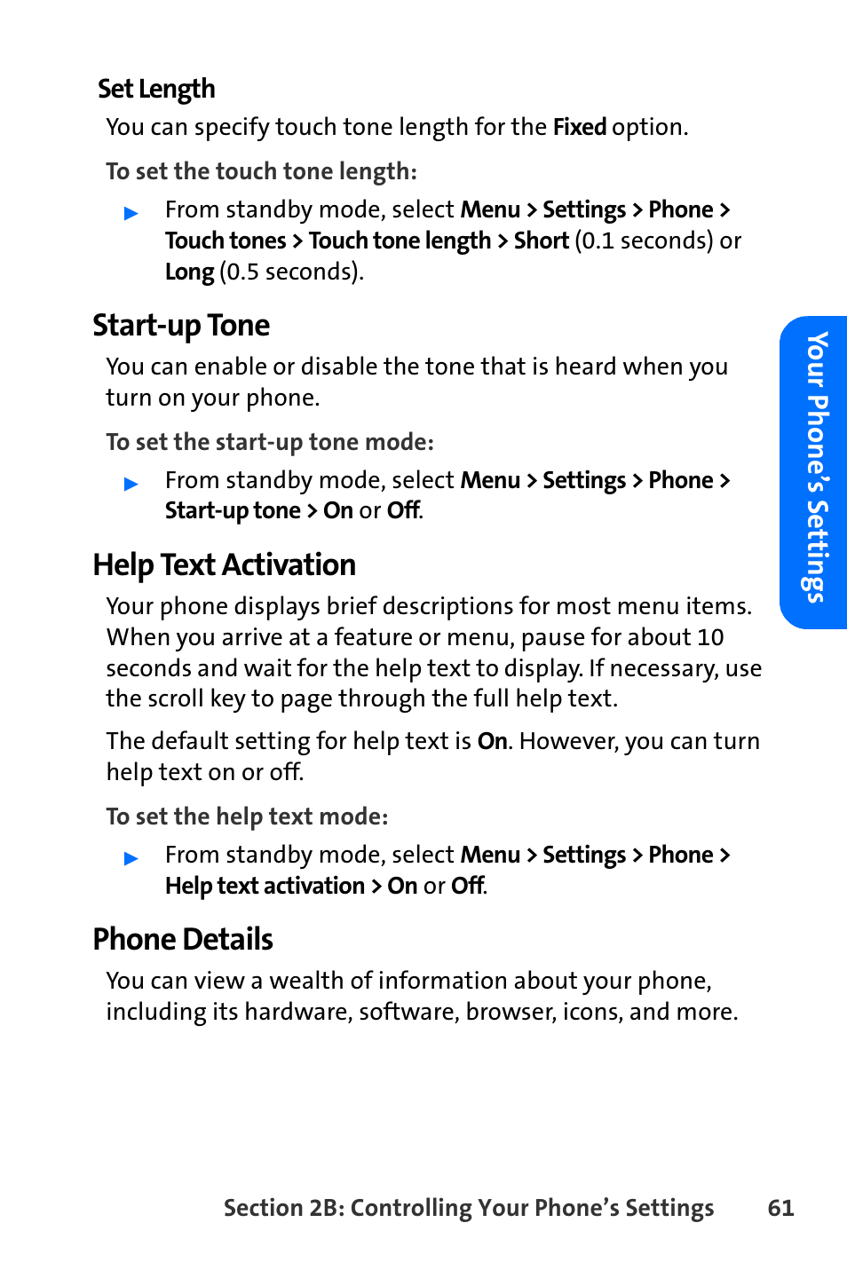 Start-up tone, Help text activation, Phone details | Yo ur ph one’ s sett ings | Nokia 6165i User Manual | Page 87 / 231