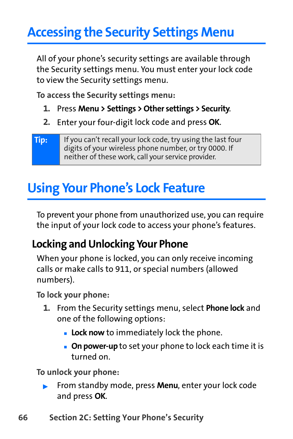 Accessing the security settings menu, Using your phone’s lock feature, Locking and unlocking your phone | Nokia 6165i User Manual | Page 92 / 231