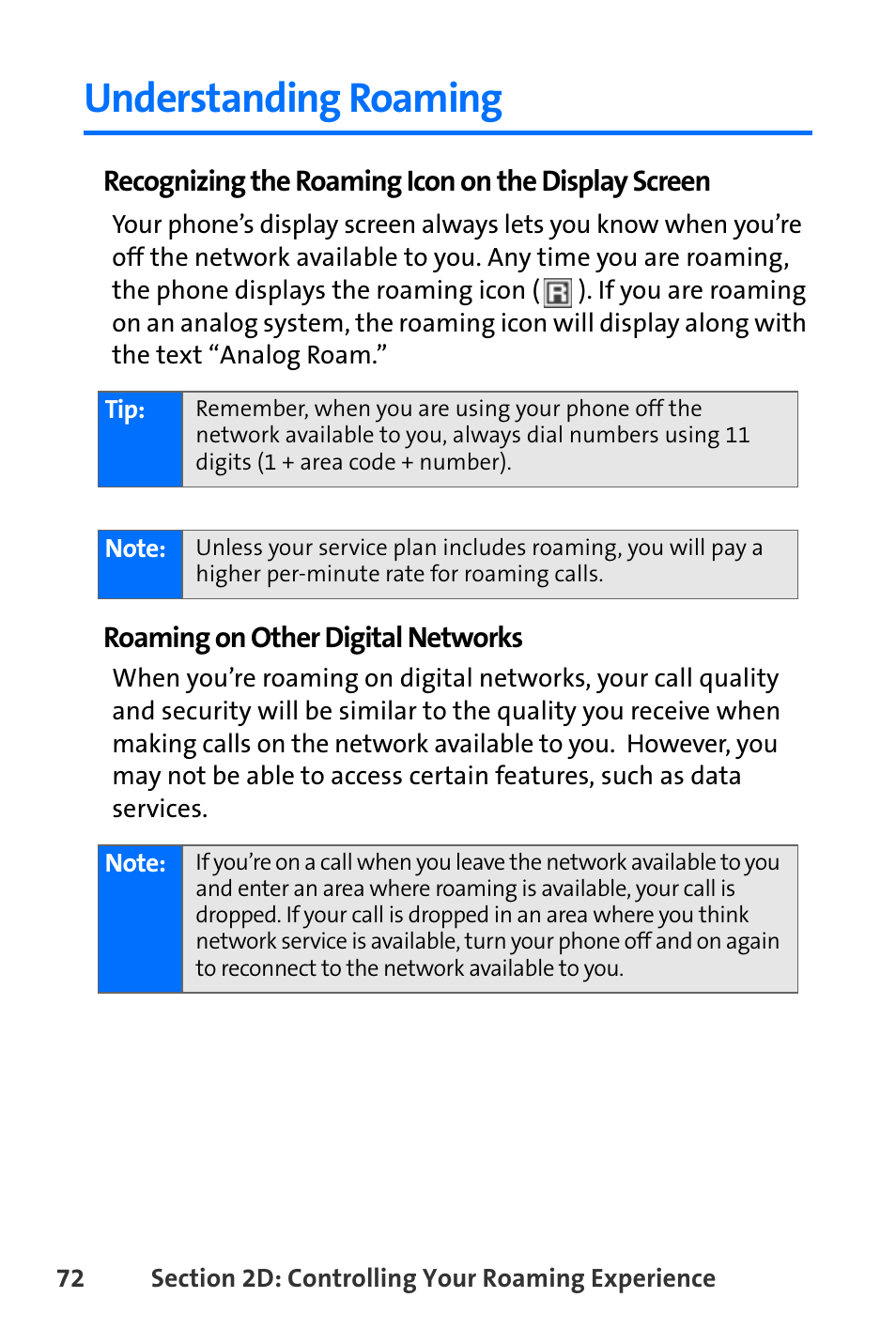 Understanding roaming | Nokia 6165i User Manual | Page 98 / 231