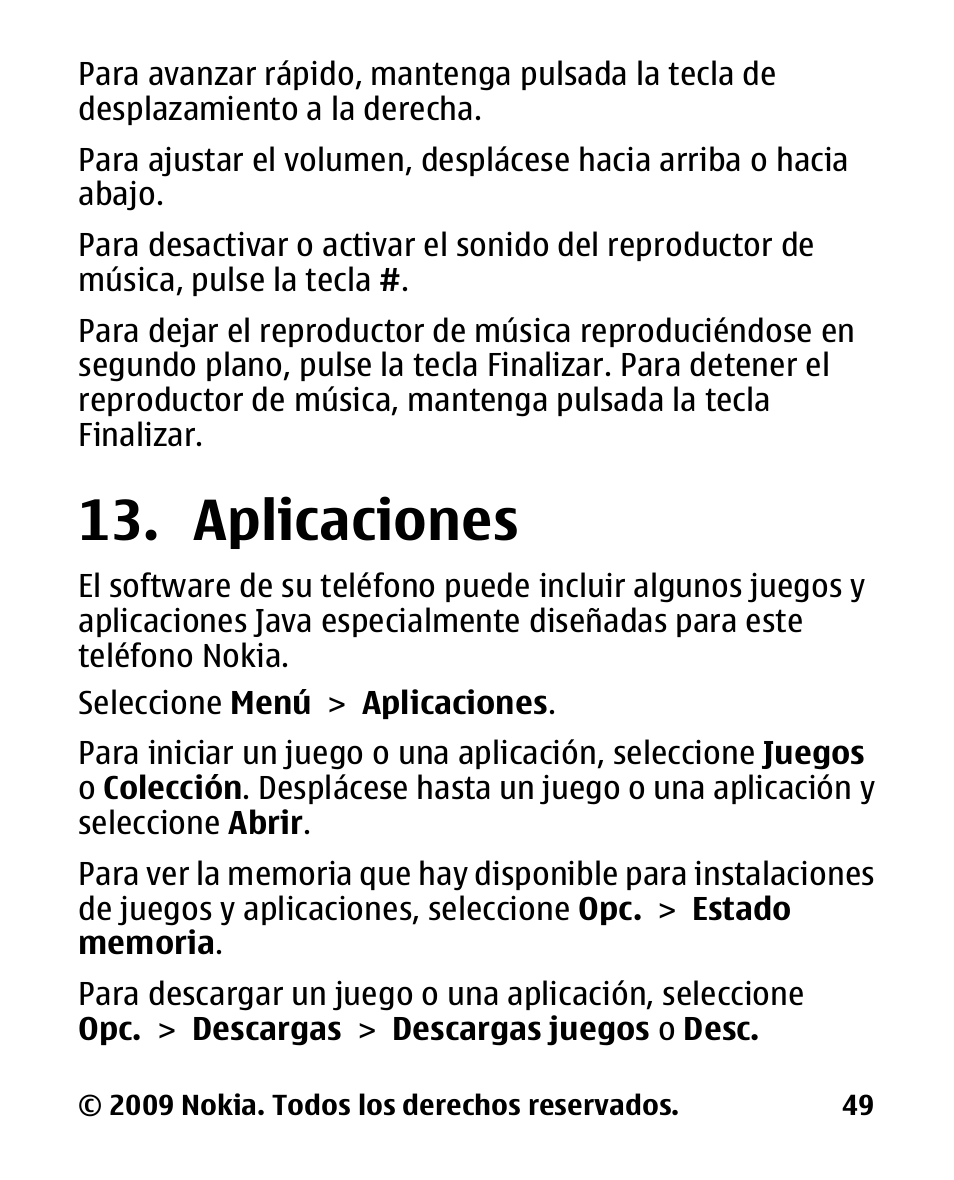 Aplicaciones | Nokia 2330 User Manual | Page 113 / 135