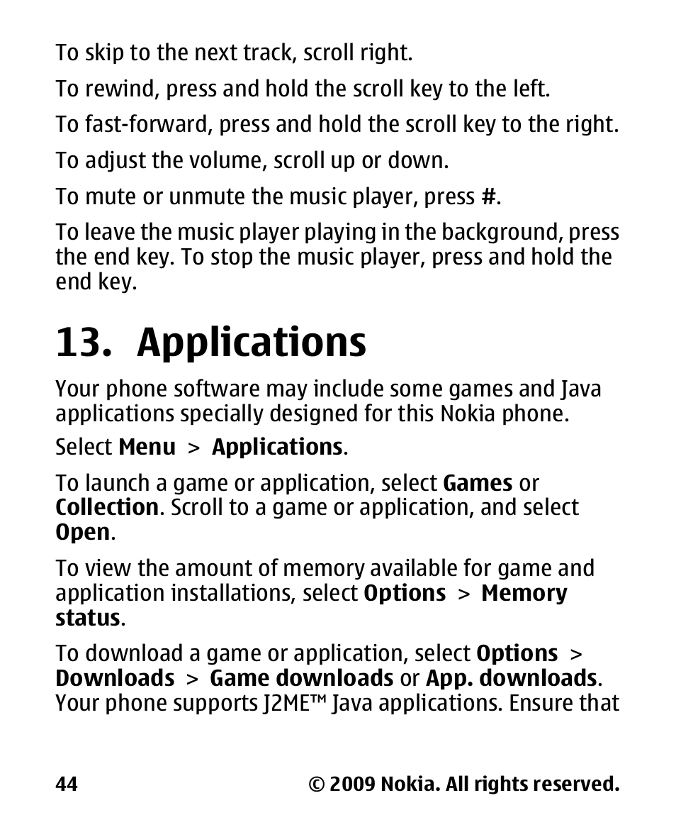 Applications | Nokia 2330 User Manual | Page 44 / 135