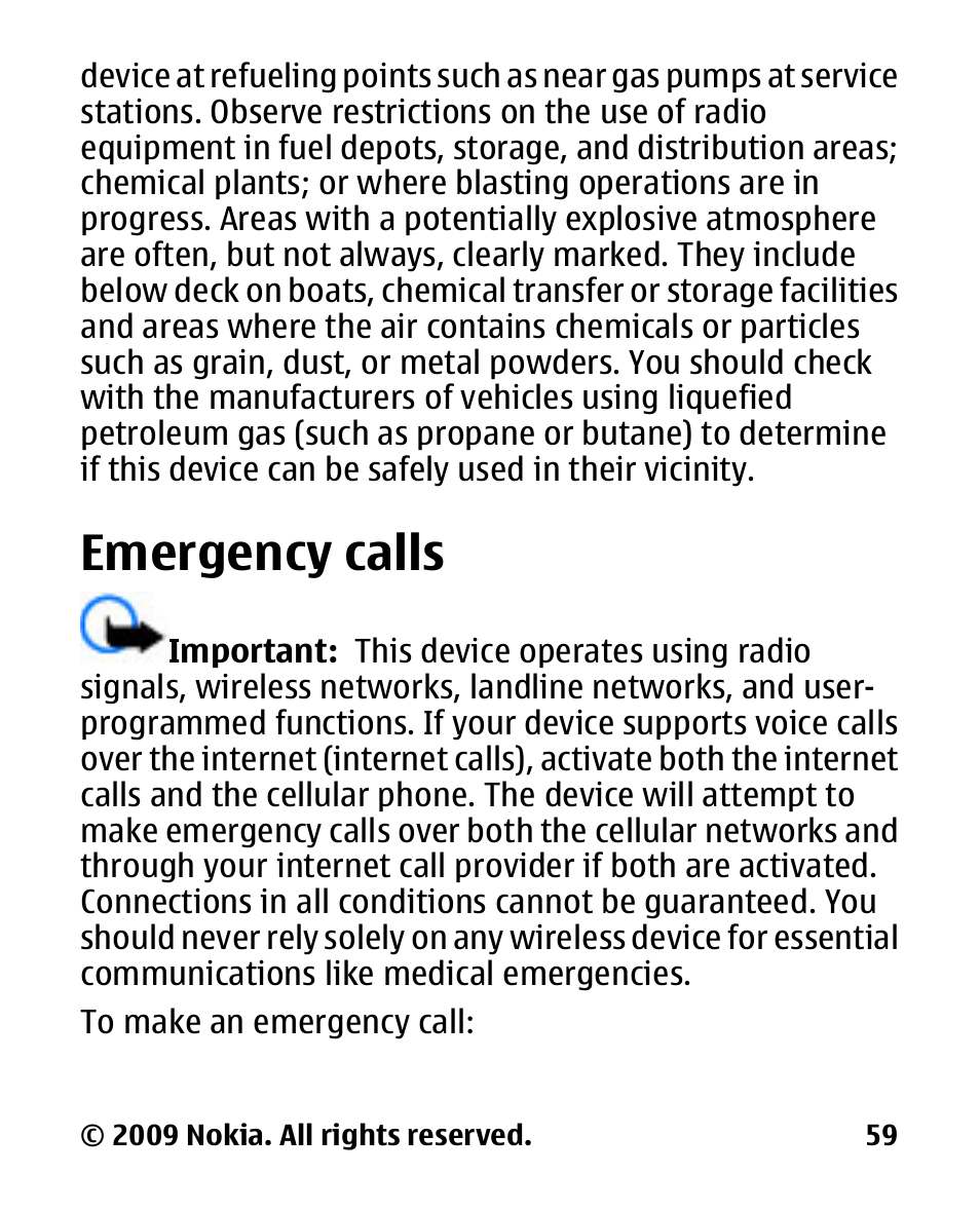 Emergency calls | Nokia 2330 User Manual | Page 59 / 135