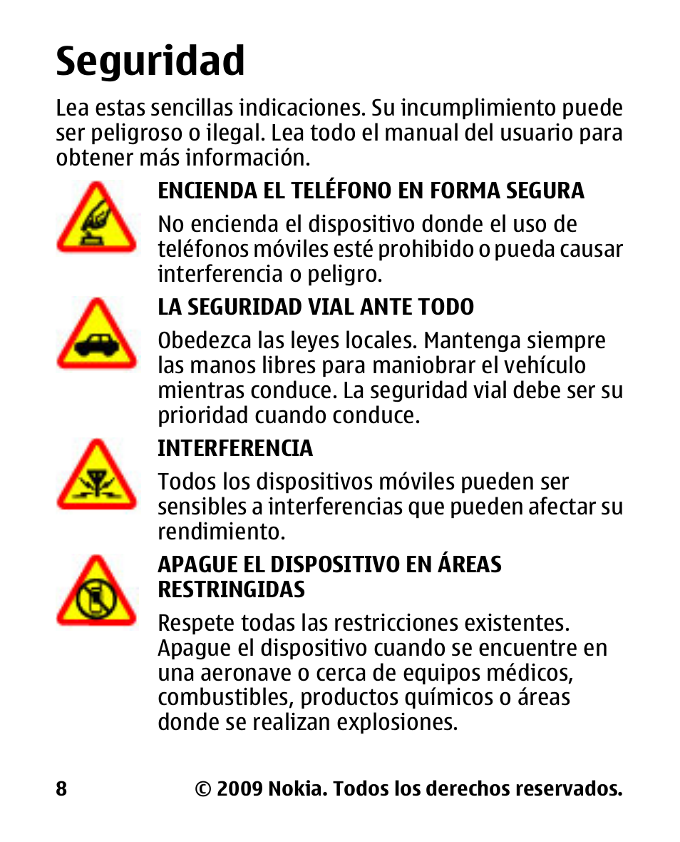 Seguridad | Nokia 2330 User Manual | Page 72 / 135