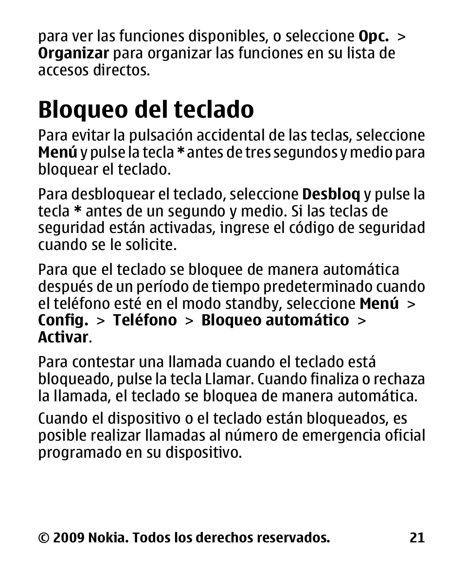 Bloqueo del teclado | Nokia 2330 User Manual | Page 85 / 135