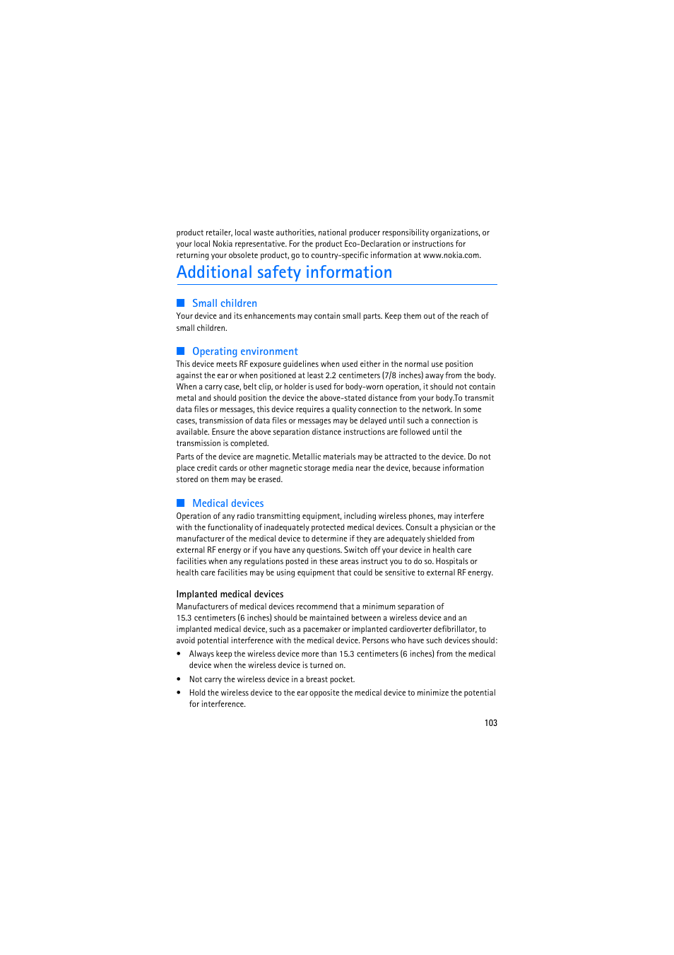 Additional safety information | Nokia 6110 Navigator User Manual | Page 103 / 109