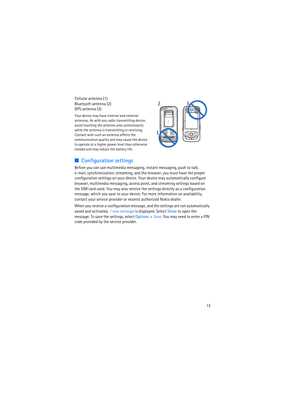 Configuration settings | Nokia 6110 Navigator User Manual | Page 13 / 109