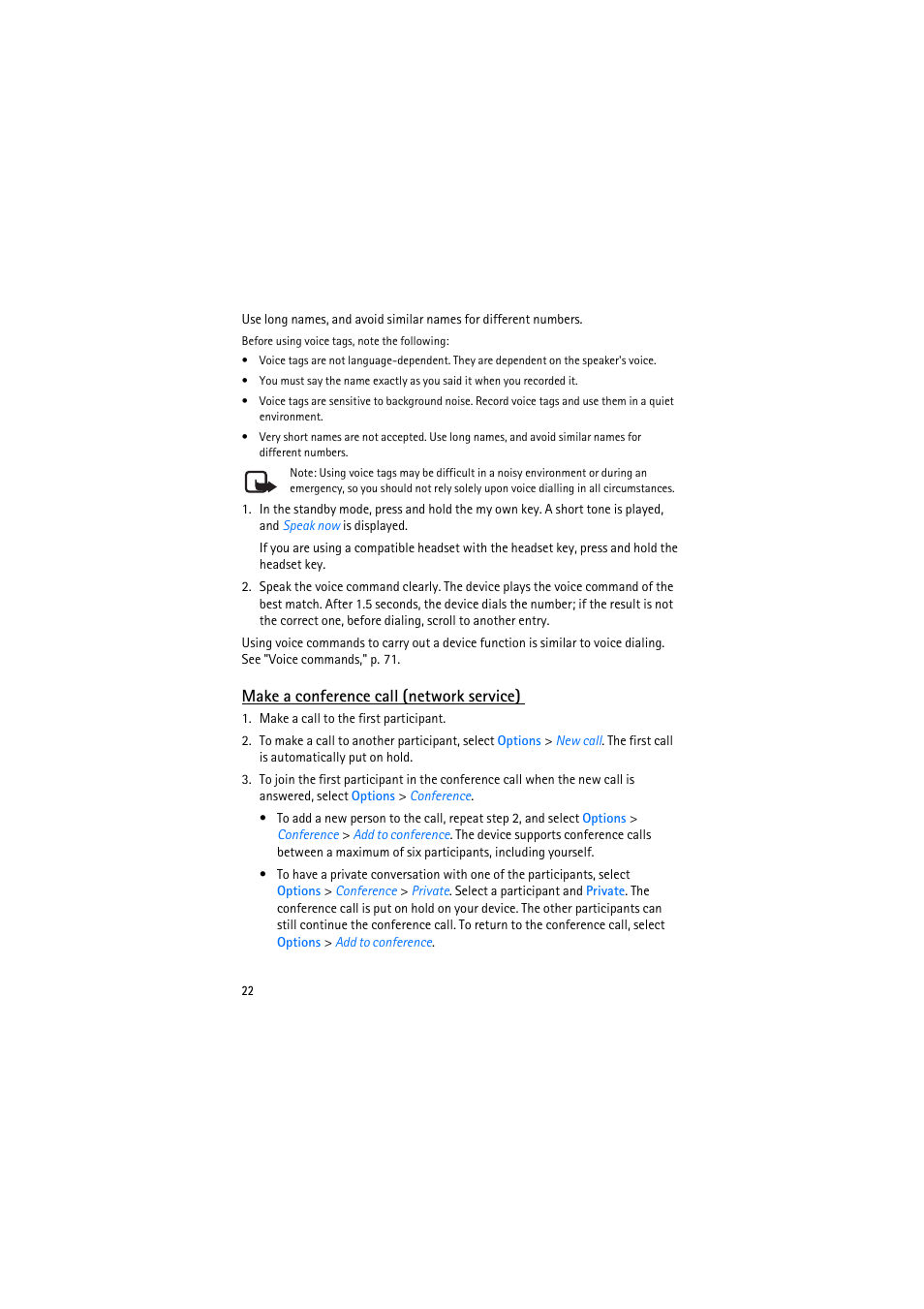 Make a conference call (network service) | Nokia 6110 Navigator User Manual | Page 22 / 109
