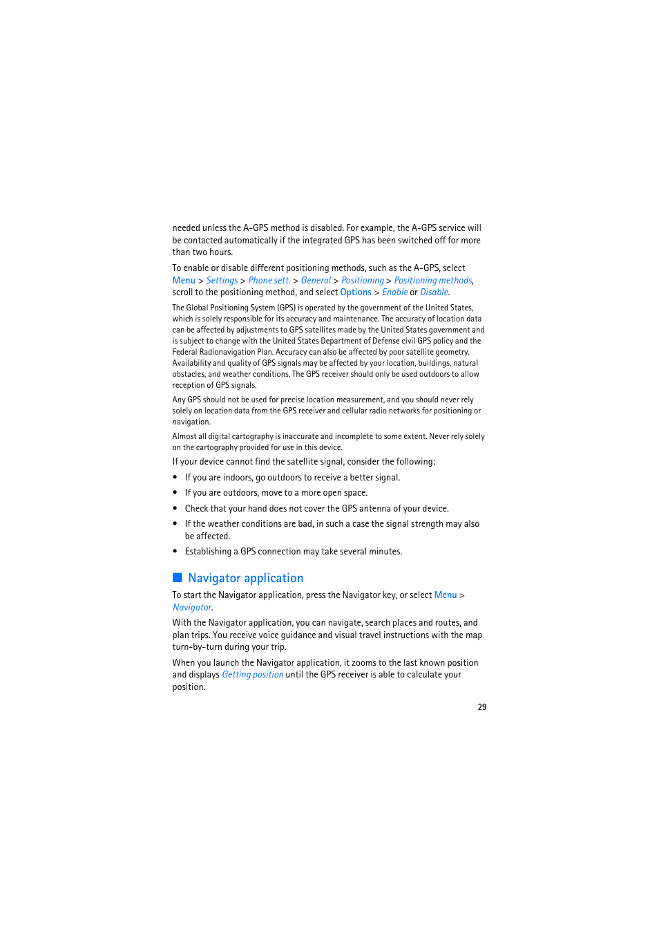 Navigator application | Nokia 6110 Navigator User Manual | Page 29 / 109