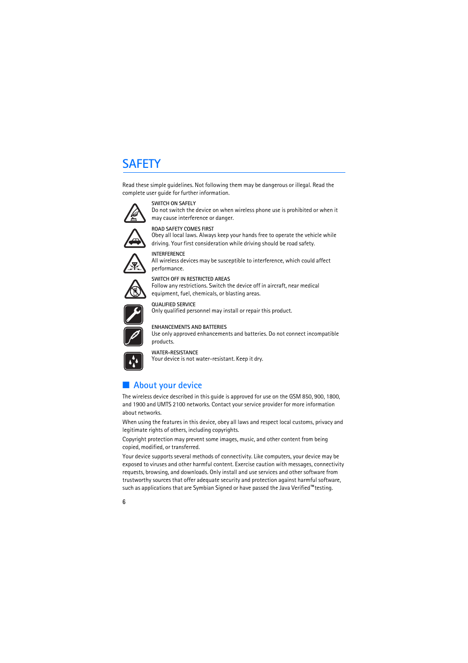 Safety, About your device | Nokia 6110 Navigator User Manual | Page 6 / 109