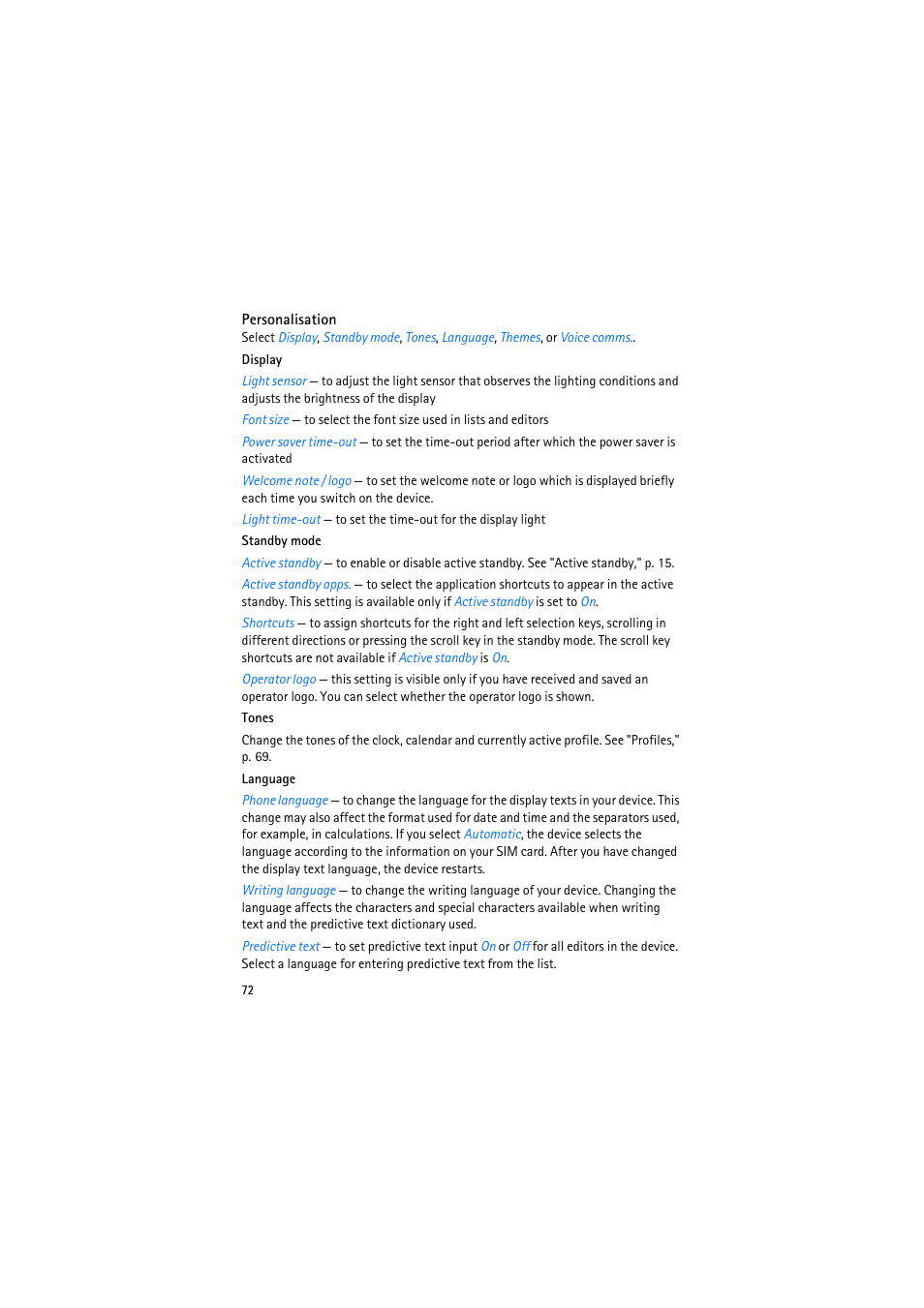 Personalisation | Nokia 6110 Navigator User Manual | Page 72 / 109