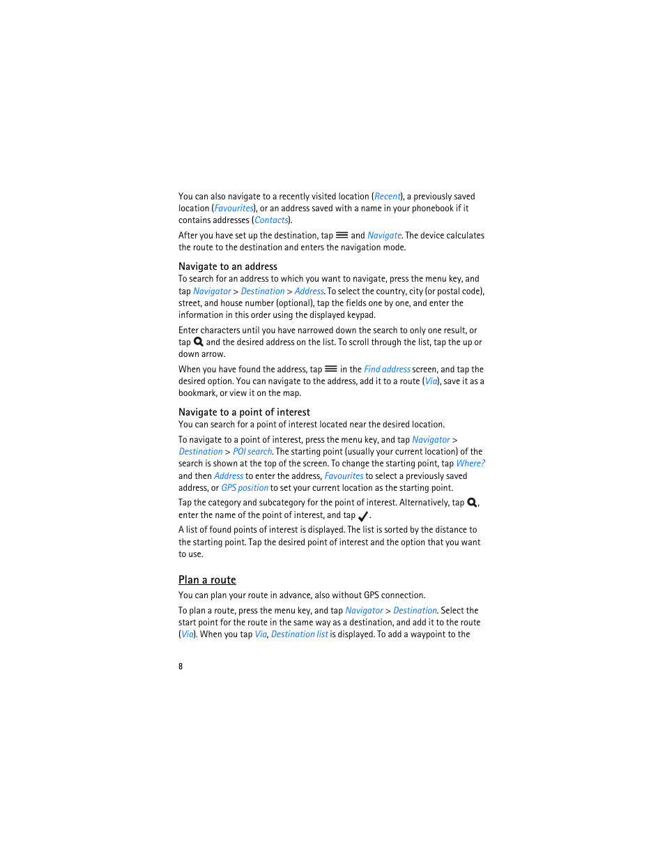 Plan a route | Nokia 500 Auto Navigation User Manual | Page 8 / 10