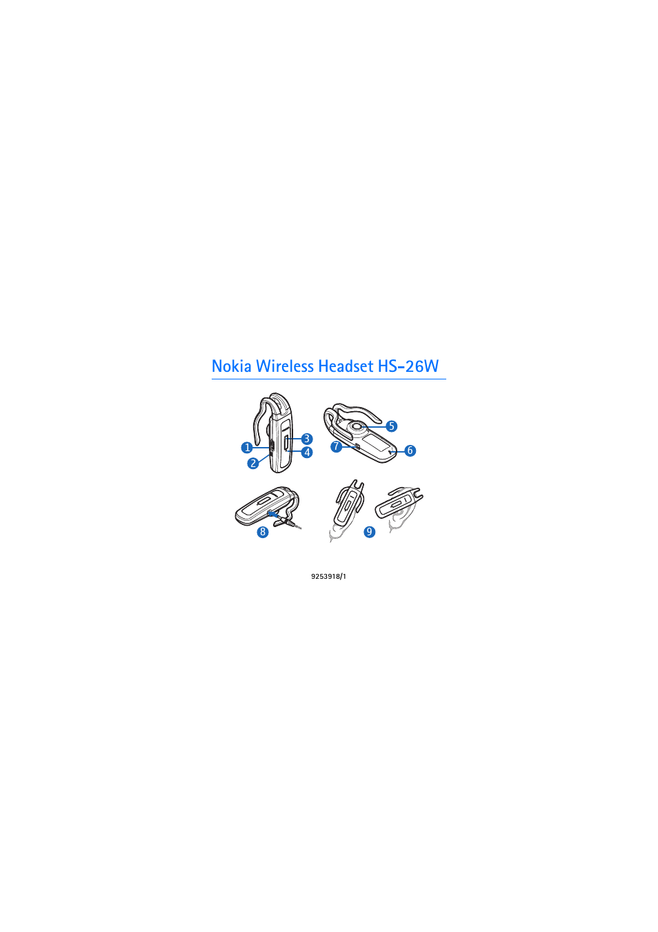 Nokia Wireless Headset HS-26W User Manual | 9 pages