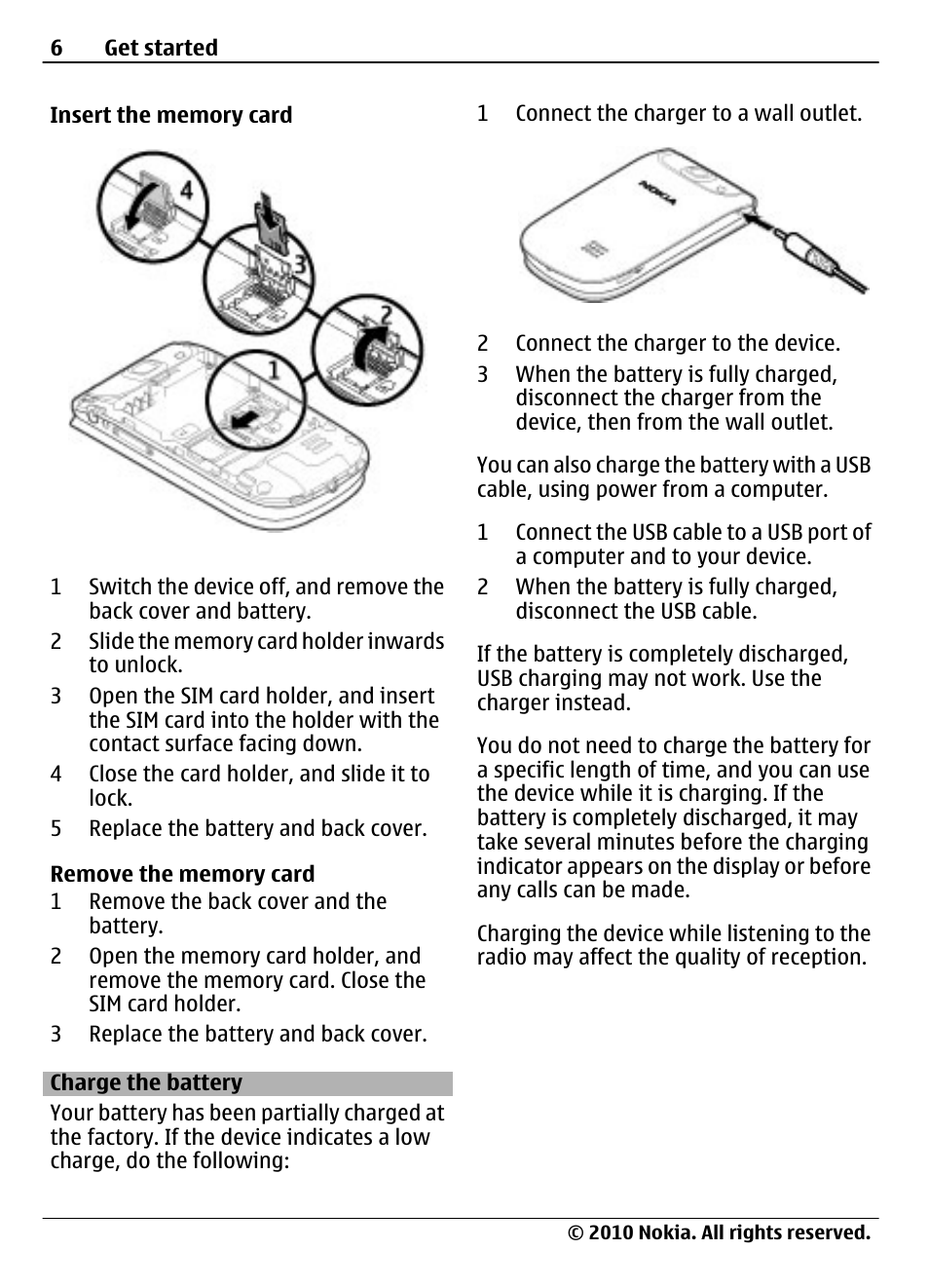Charge the battery | Nokia 3710 Fold User Manual | Page 6 / 51
