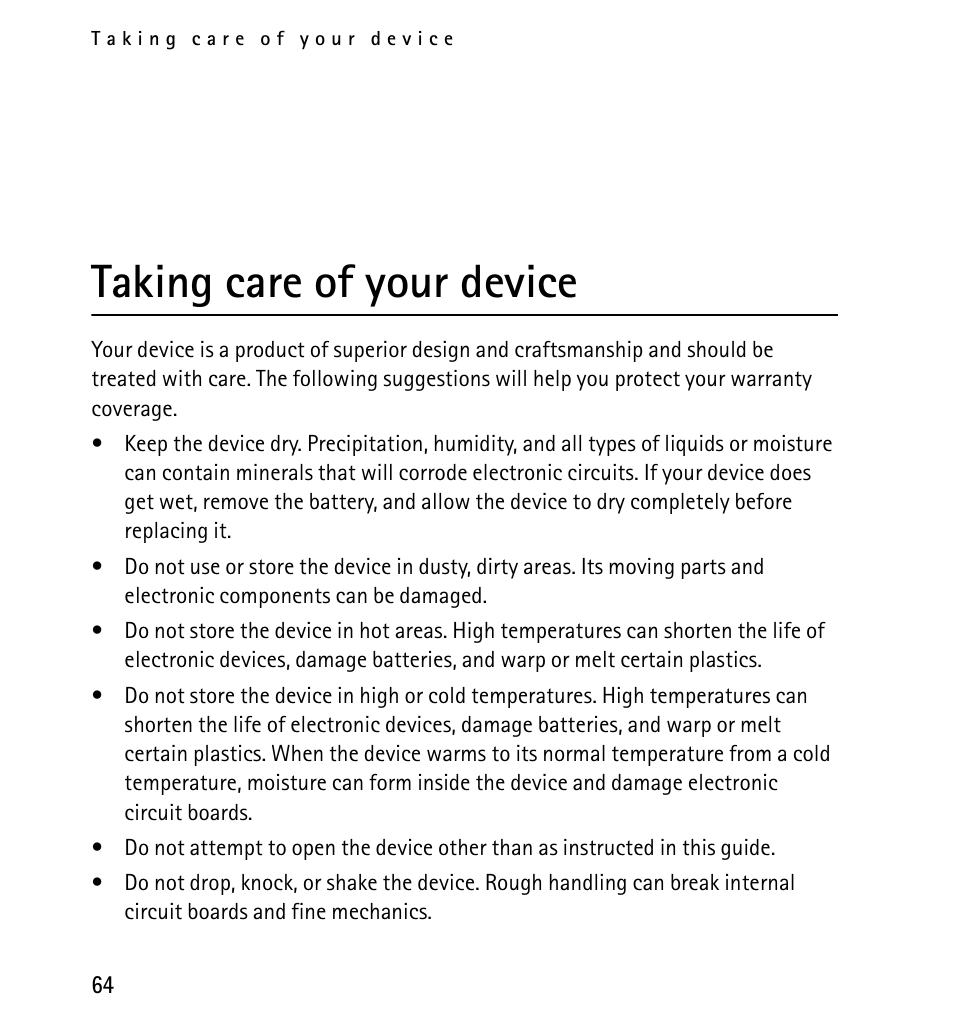 Taking care of your device | Nokia X2-01 User Manual | Page 64 / 73