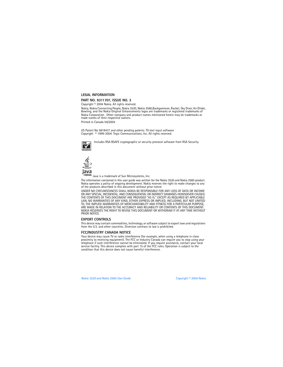 Nokia 3560 User Manual | Page 4 / 121