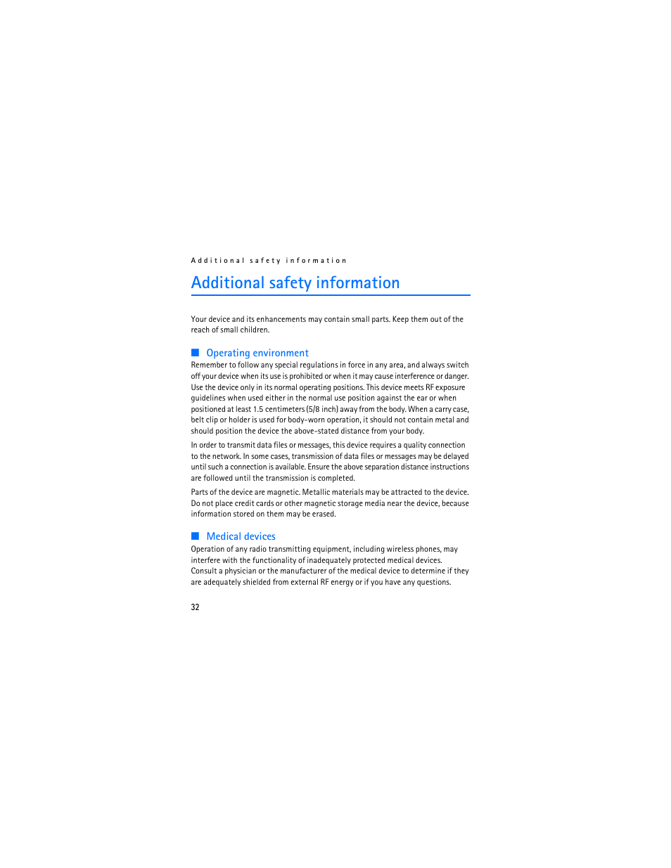 Additional safety information, Additional safety information 32 | Nokia 1112 User Manual | Page 33 / 89