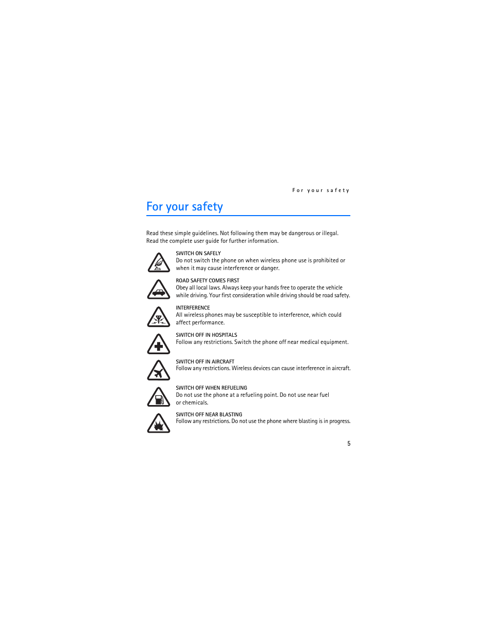 For your safety | Nokia 1112 User Manual | Page 6 / 89