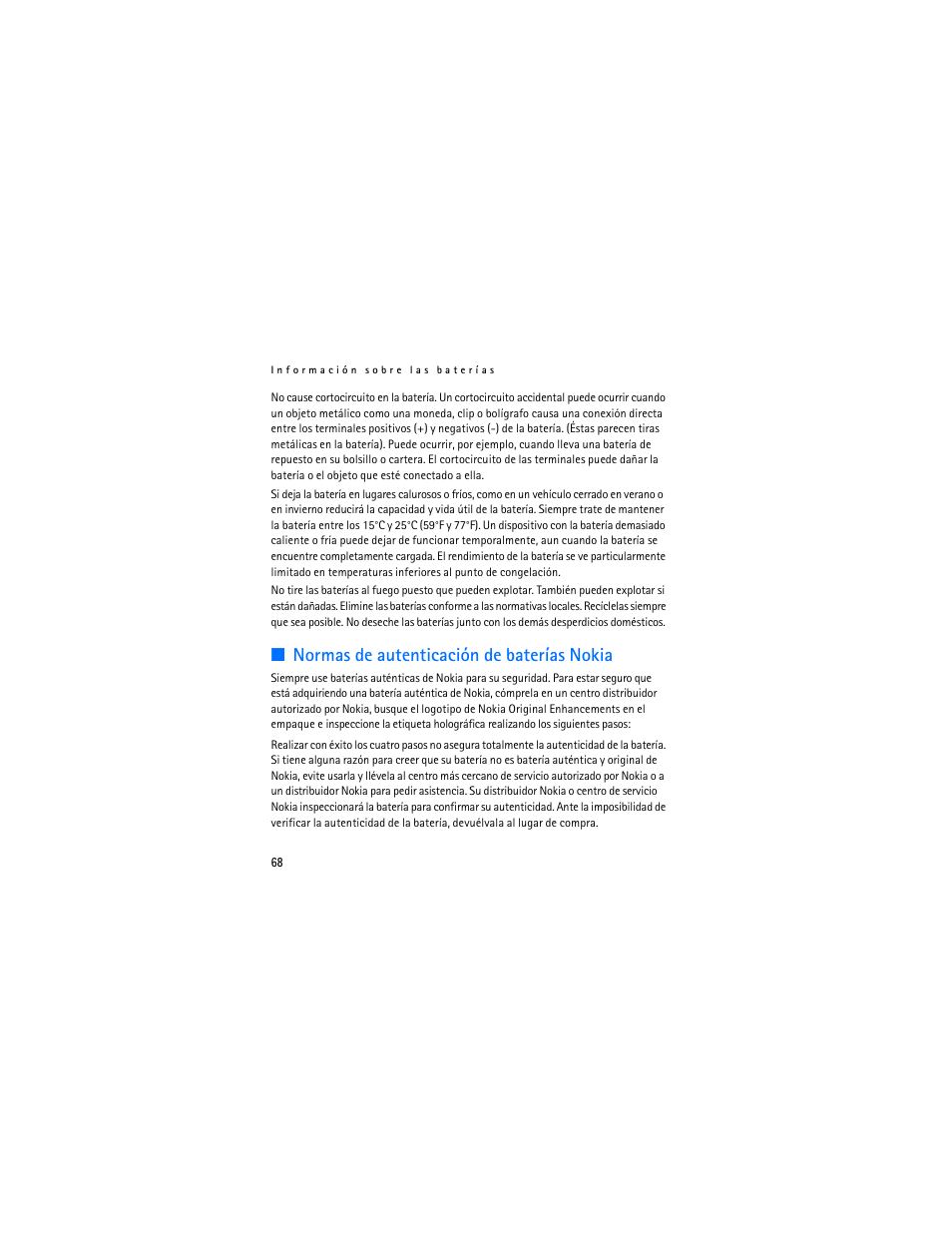 Normas de autenticación de baterías nokia | Nokia 1112 User Manual | Page 69 / 89