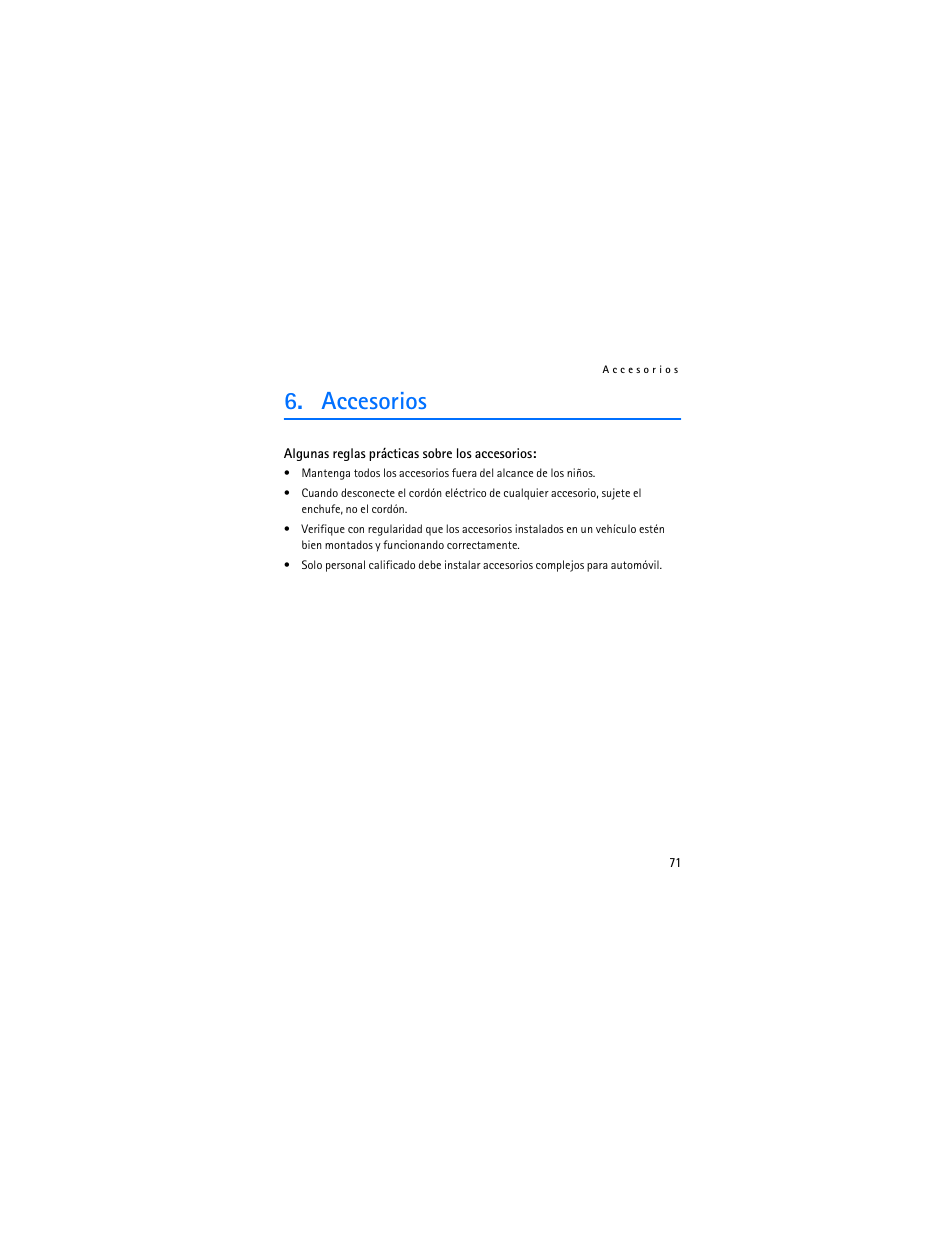 Accesorios | Nokia 1112 User Manual | Page 72 / 89